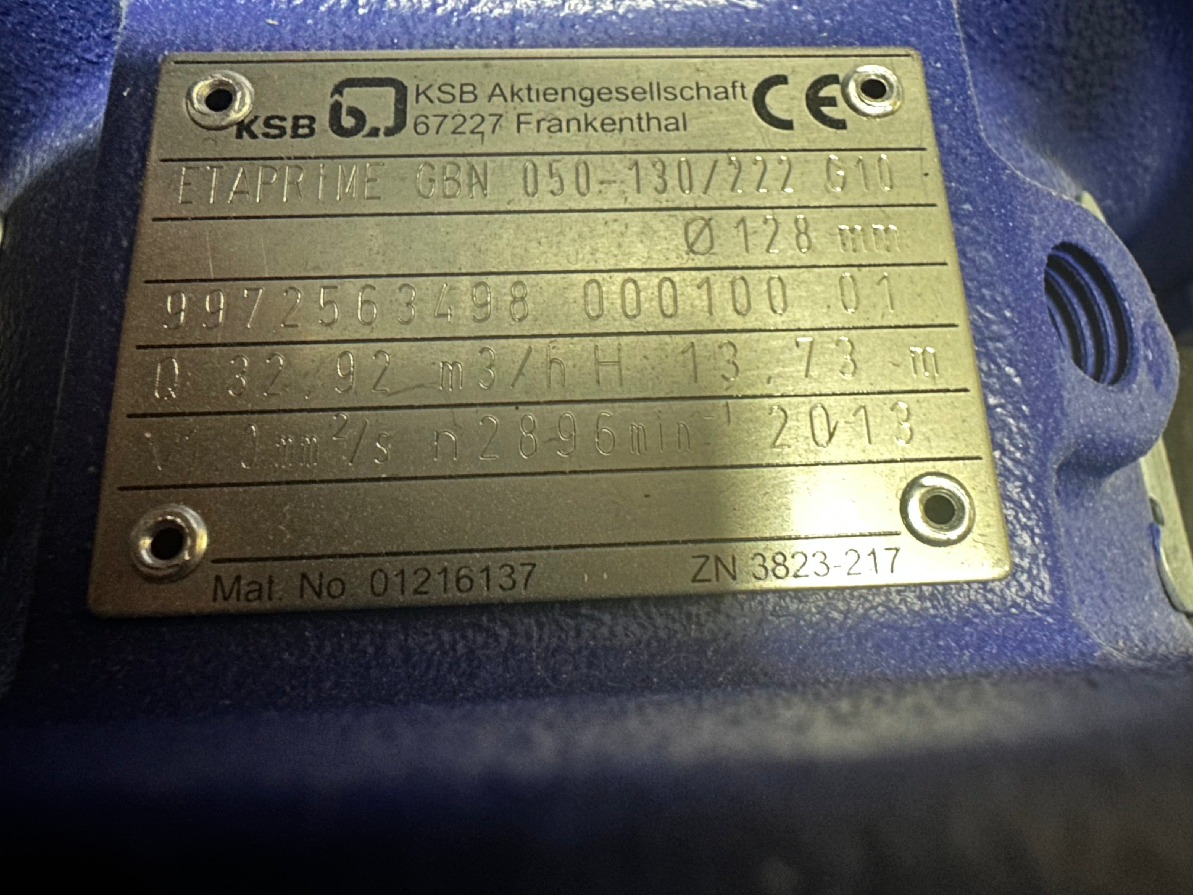 KSB Etaprime GBN050-130/222 G10 dry installed pump