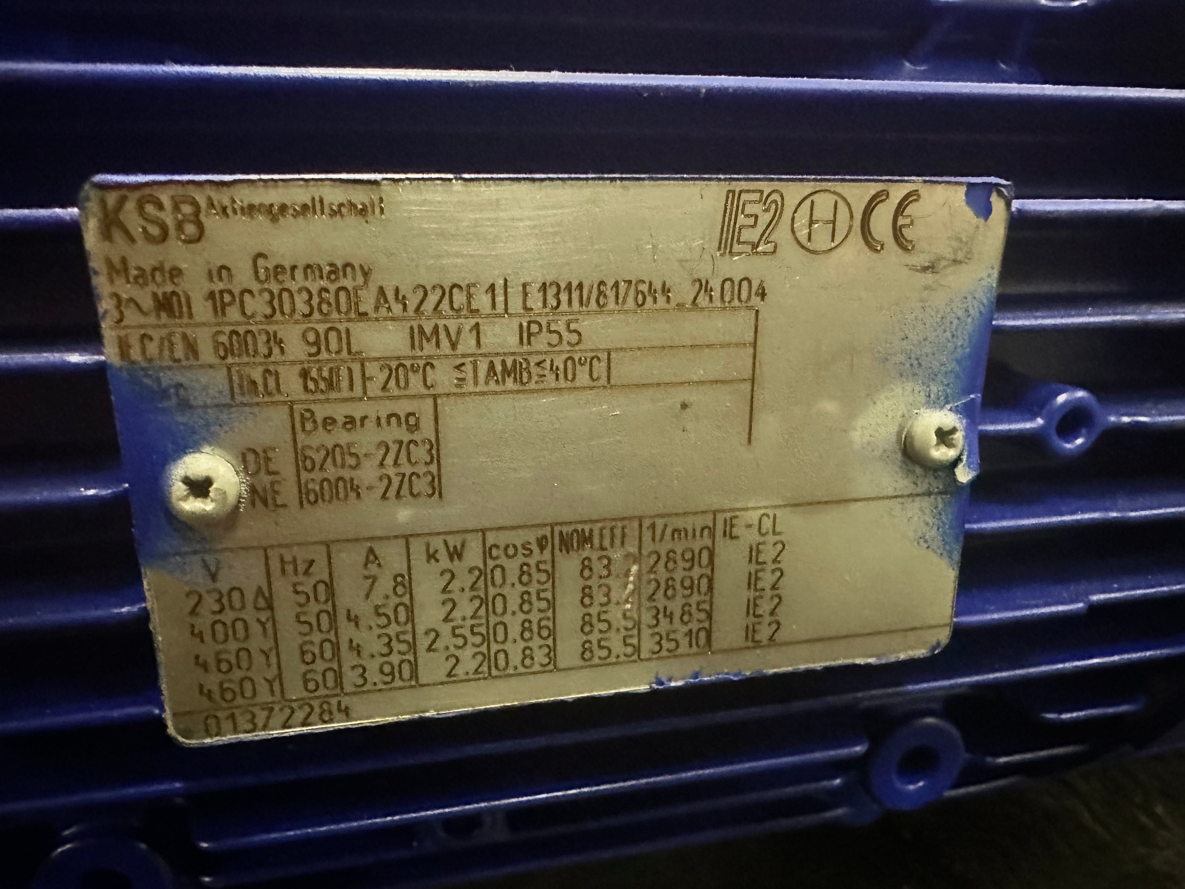 KSB Etaprime GBN050-130/222 G10 dry installed pump