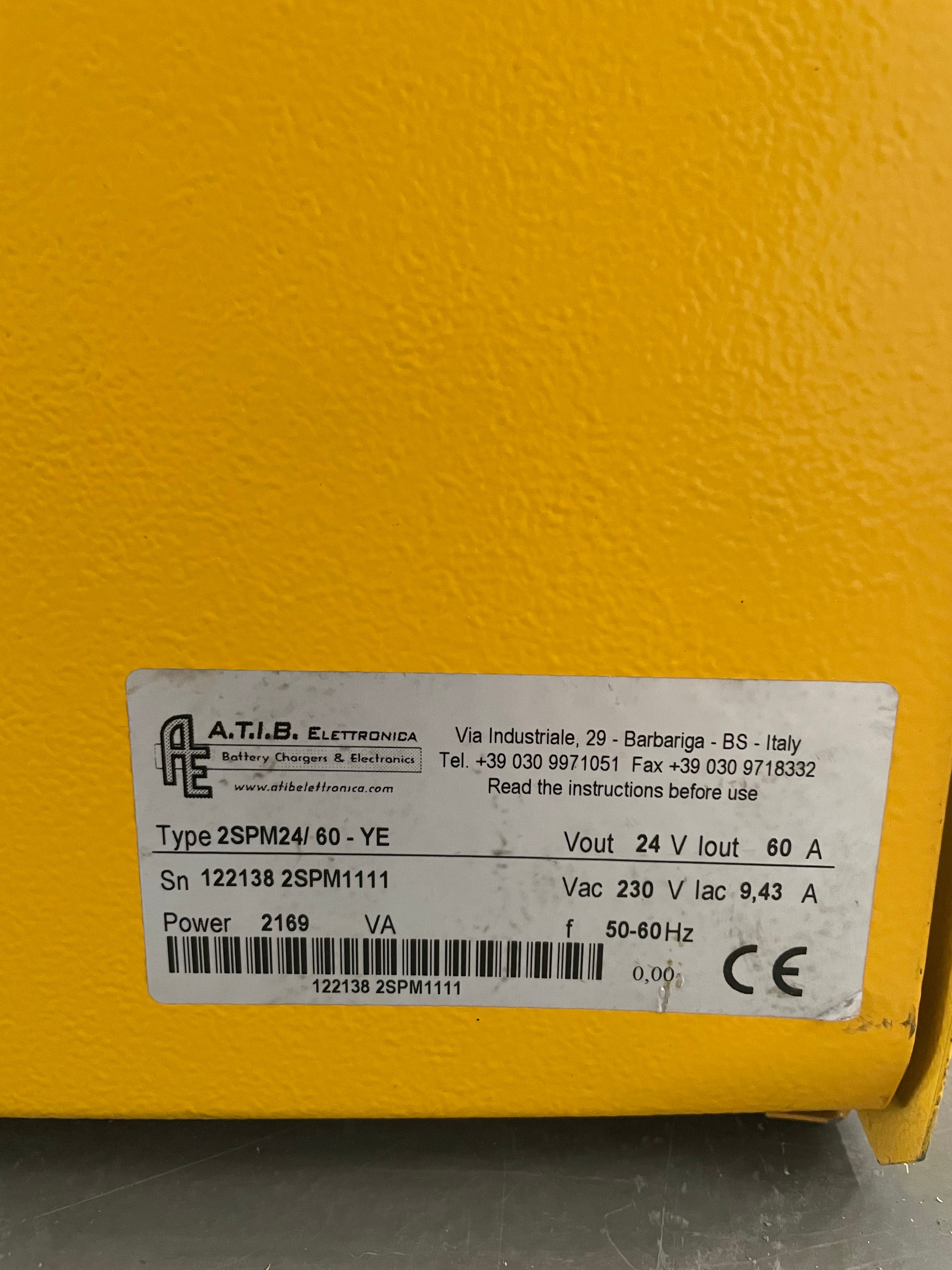 ATIB Elettronica Battery Charger, Type 2SPM24/60-YE