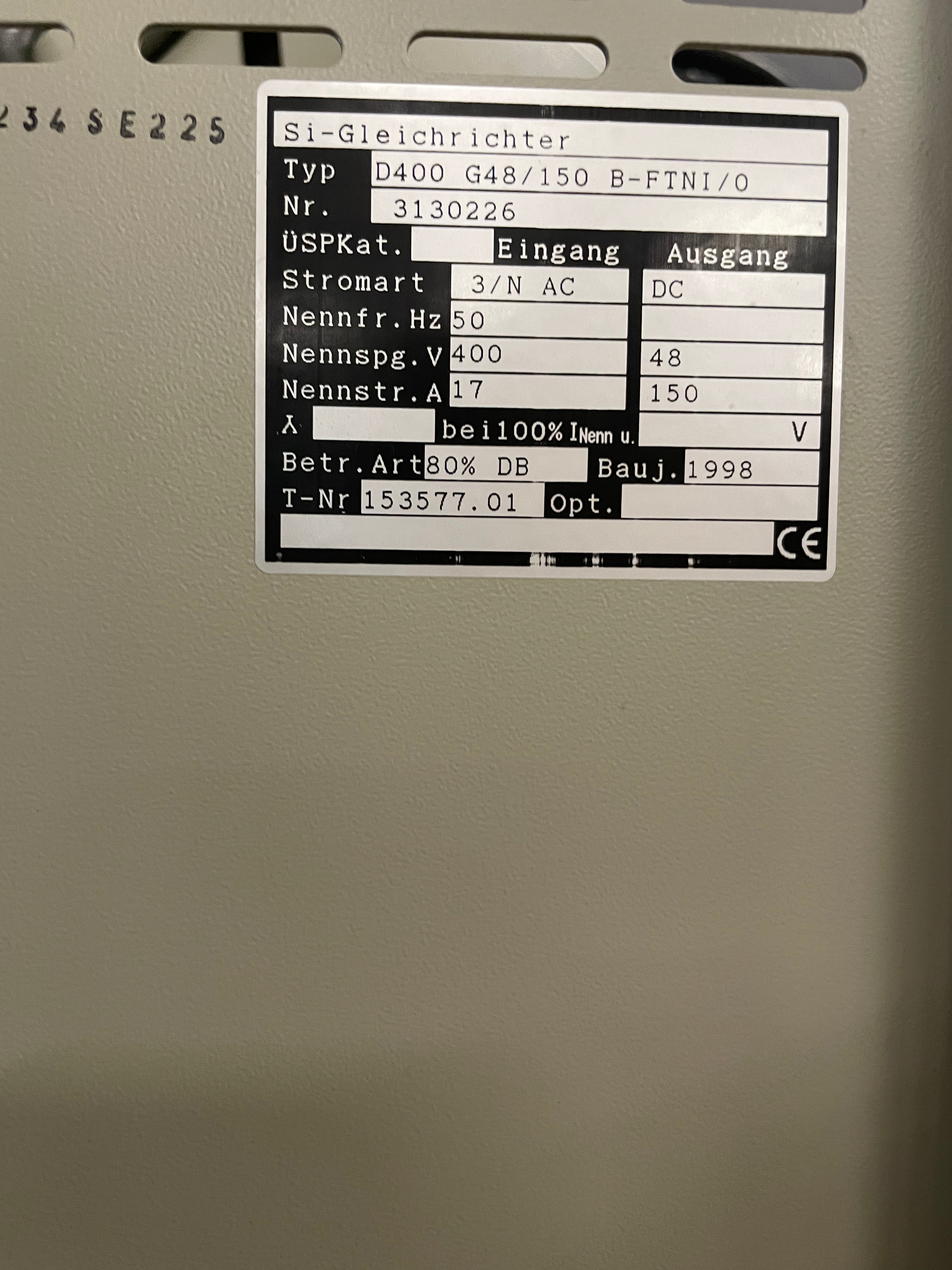 Tebetron-E battery charger D400 G48/150 B-FTNI/O