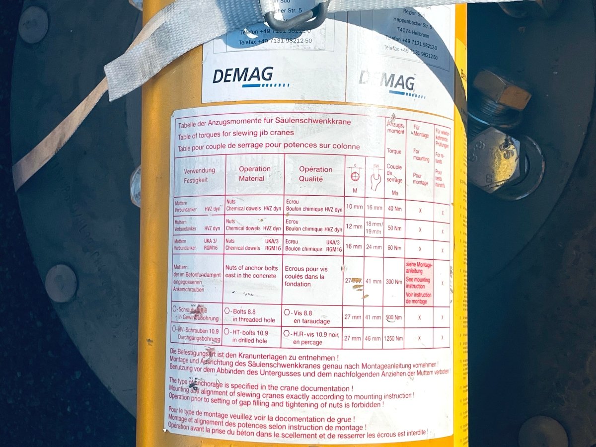 Konecranes Säulenschwenkkran AS1,25 - 4,5, Baujahr 2015 - #product_category# | KLEMA Maschinenhandel