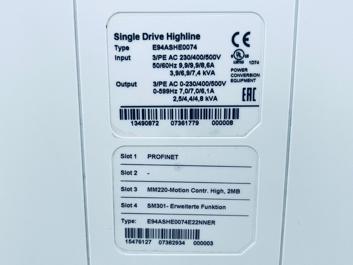 Lenze Single Drive Highline E94ASHE0074 Umrichter mit Transformer - #product_category# | KLEMA Maschinenhandel