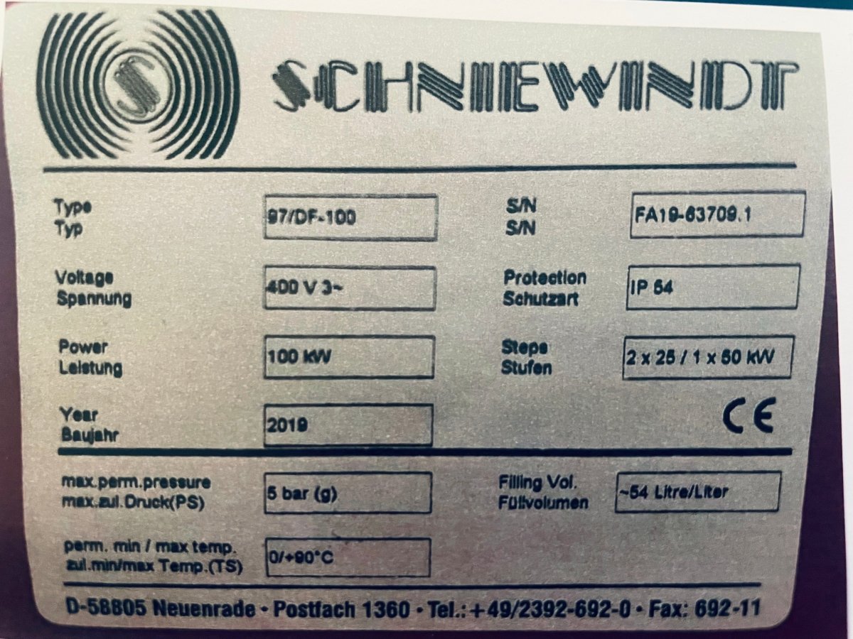 Schniewindt 97/DF - 100 Durchlauferhitzer mit Schützsteuerung 2 - stufig - #product_category# | KLEMA Maschinenhandel
