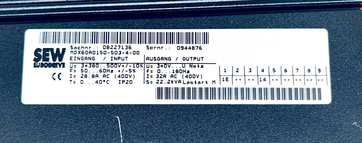 SEW Eurodrive MDX61B0150 - 503 - 4 - 0T Movidrive B Umrichter 0434552 - #product_category# | KLEMA Maschinenhandel