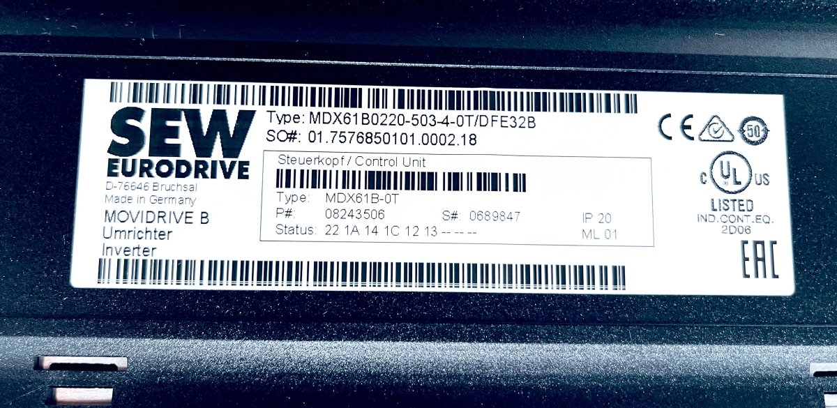 SEW Eurodrive MDX61B0220 - 503 - 4 - 0T Movidrive B Umrichter 0689847 - #product_category# | KLEMA Maschinenhandel