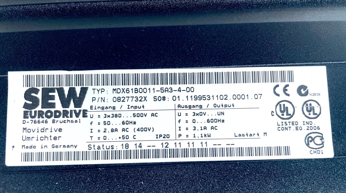 SEW Eurodrive Movidrive Umrichter MDX61B0011 - 5A3 - 4 - 00 mit BW090 - P52B - #product_category# | KLEMA Maschinenhandel