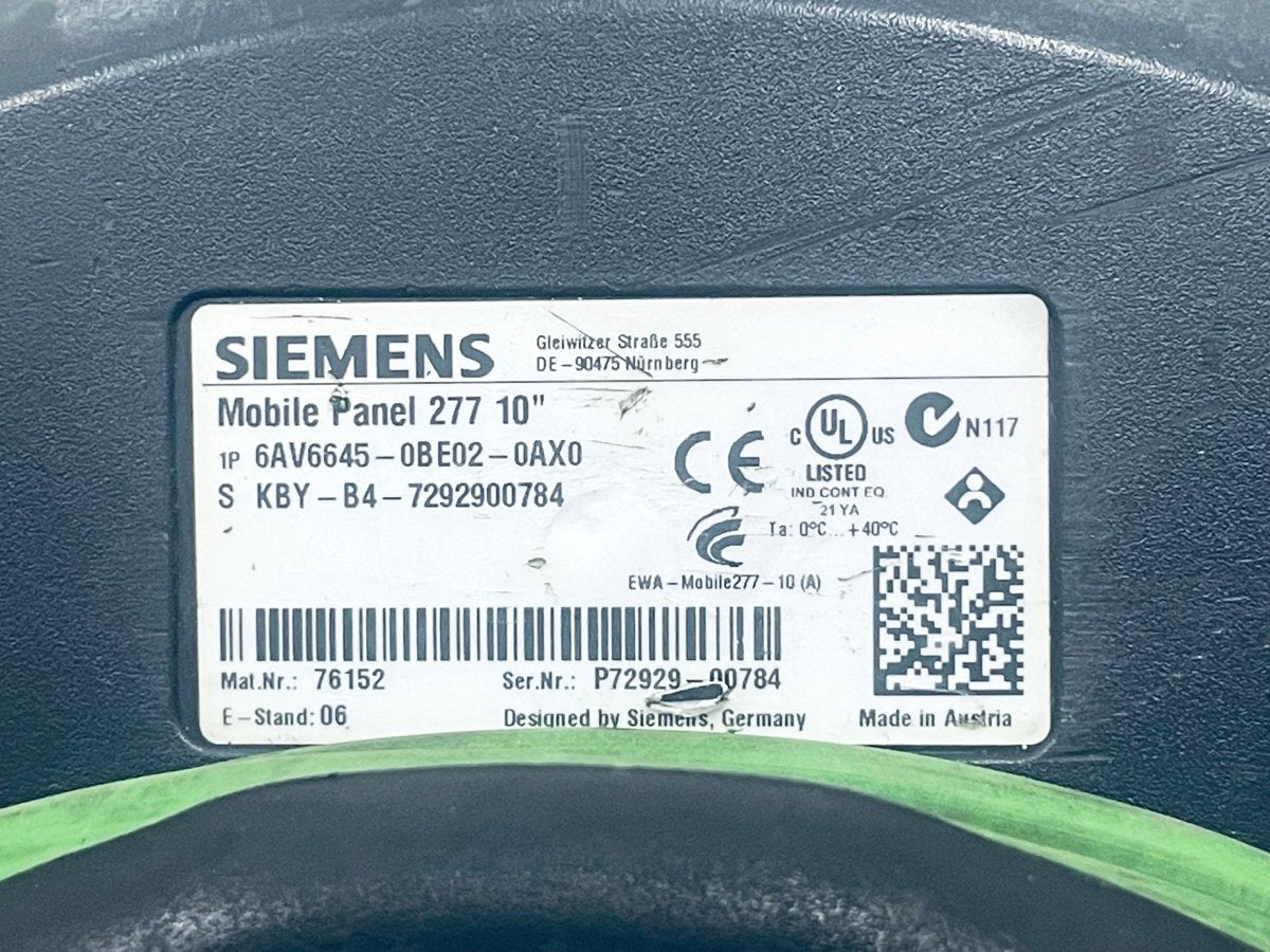 Siemens Mobile Panel 277 10" 6AV6645 - 0BE02 - 0AX0 - #product_category# | KLEMA Maschinenhandel
