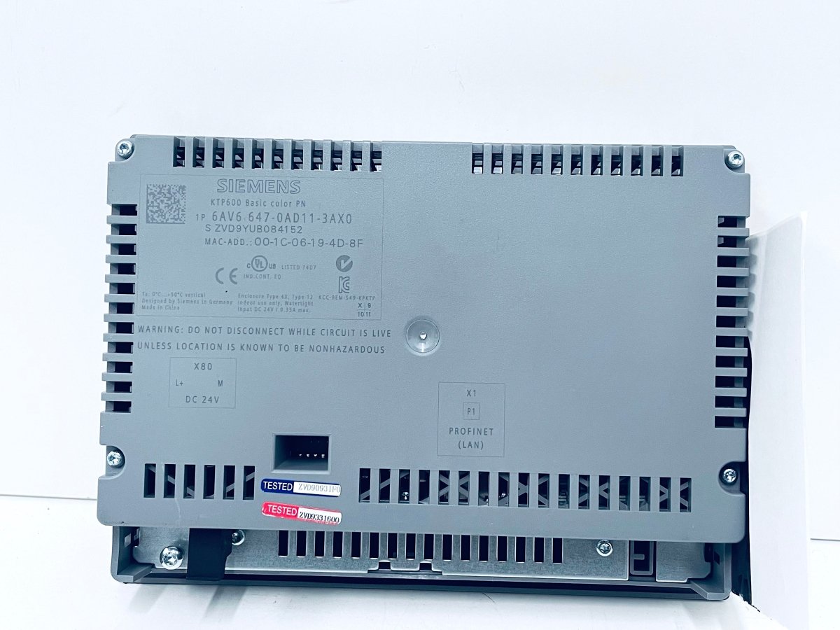 Siemens SIMATIC HMI KTP600 Basic Color PN 6AV6647 - 0AD11 - 3AX0 ZVD9YUBO84152 - #product_category# | KLEMA Maschinenhandel