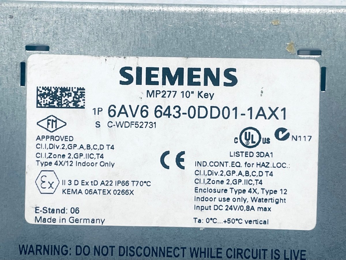 Siemens SIMATIC Multi Panel 6AV6643 - 0DD01 - 1AX1 - #product_category# | KLEMA Maschinenhandel