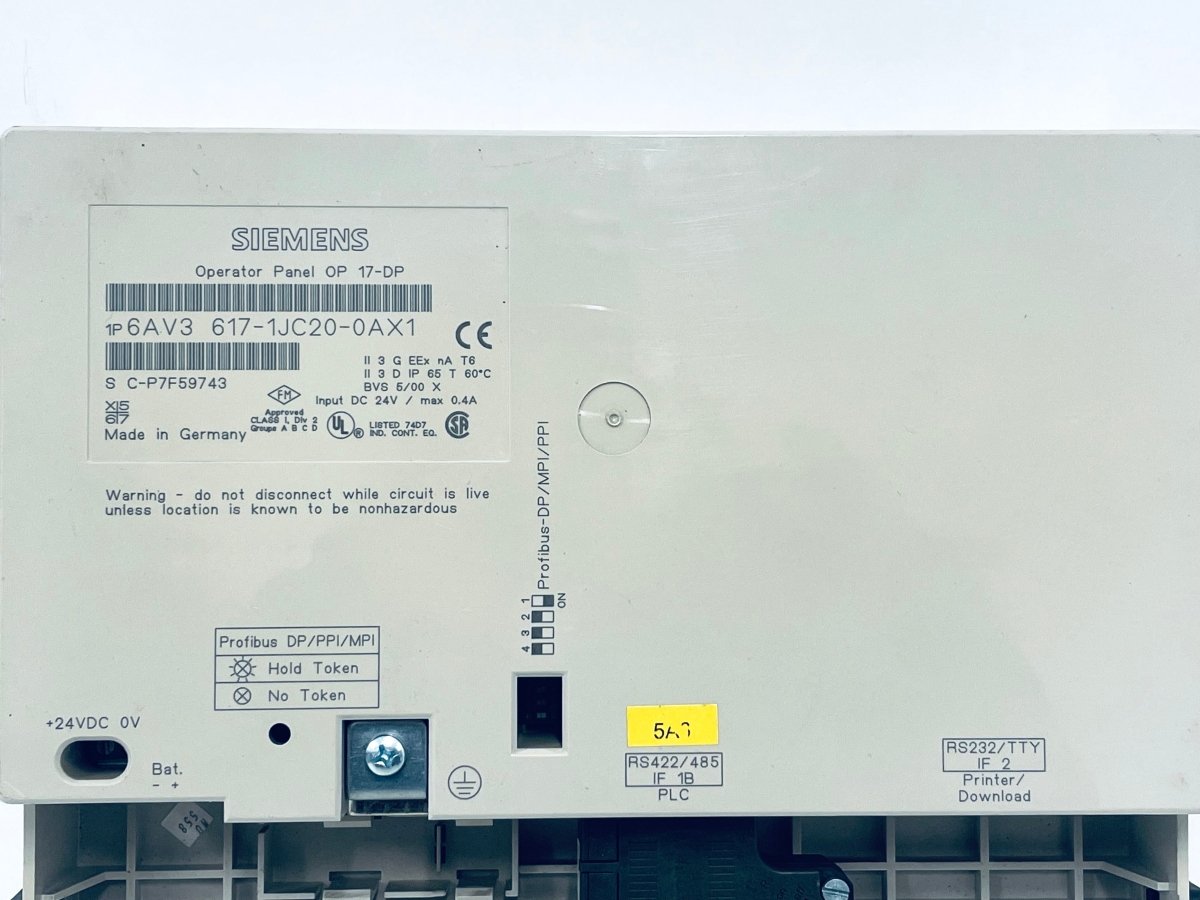 Siemens SIMATIC OP 17 - DP 6AV3617 - 1JC20 - 0AX1 C - P7F59743 - #product_category# | KLEMA Maschinenhandel