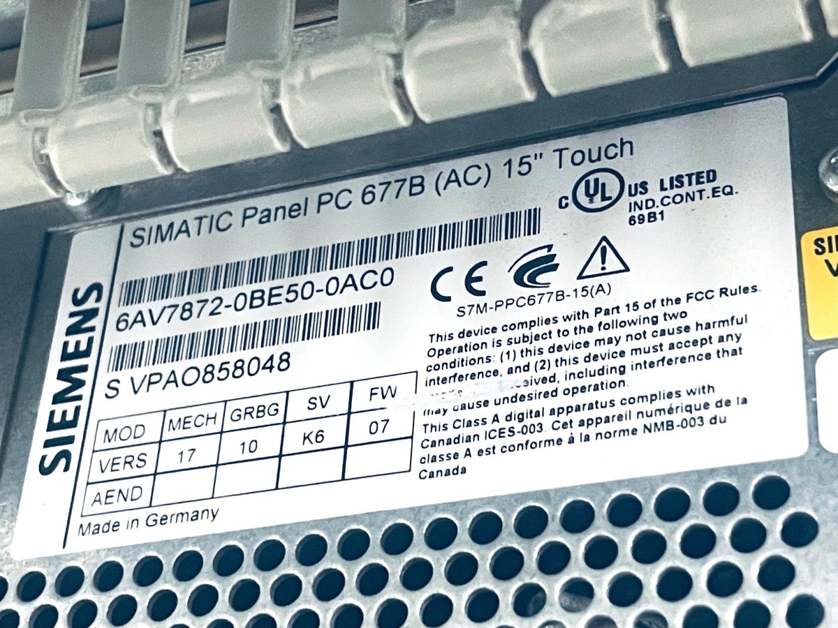 Siemens SIMATIC Panel PC 677B (AC) 15" Touch 6AV7872 - 0BE50 - 0AC0 - #product_category# | KLEMA Maschinenhandel
