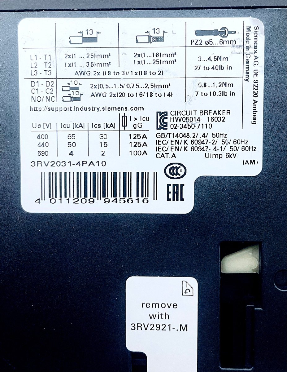 Siemens SIRIUS 3RV2031 - 4PA10 - #product_category# | KLEMA Maschinenhandel
