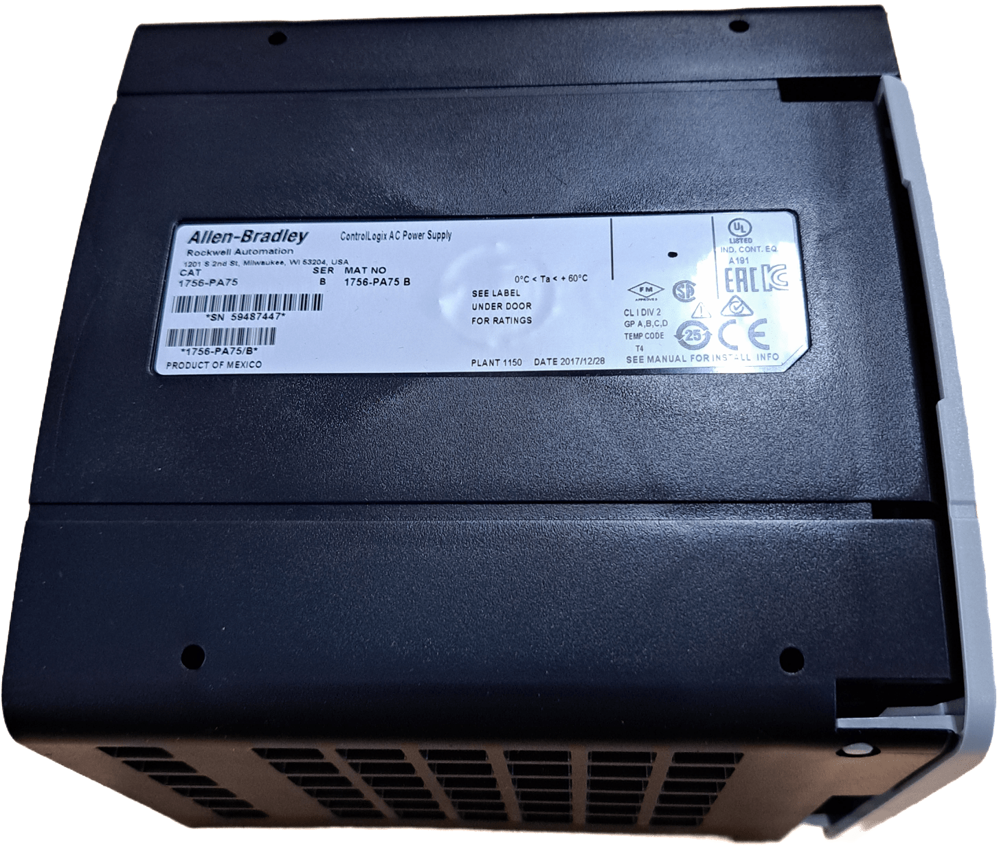 Allen Bradley ControlLogix Rack Mount Power Supply 85-265V AC / 5V @ 13A 1756-PA75B - #product_category# | Klenk Maschinenhandel