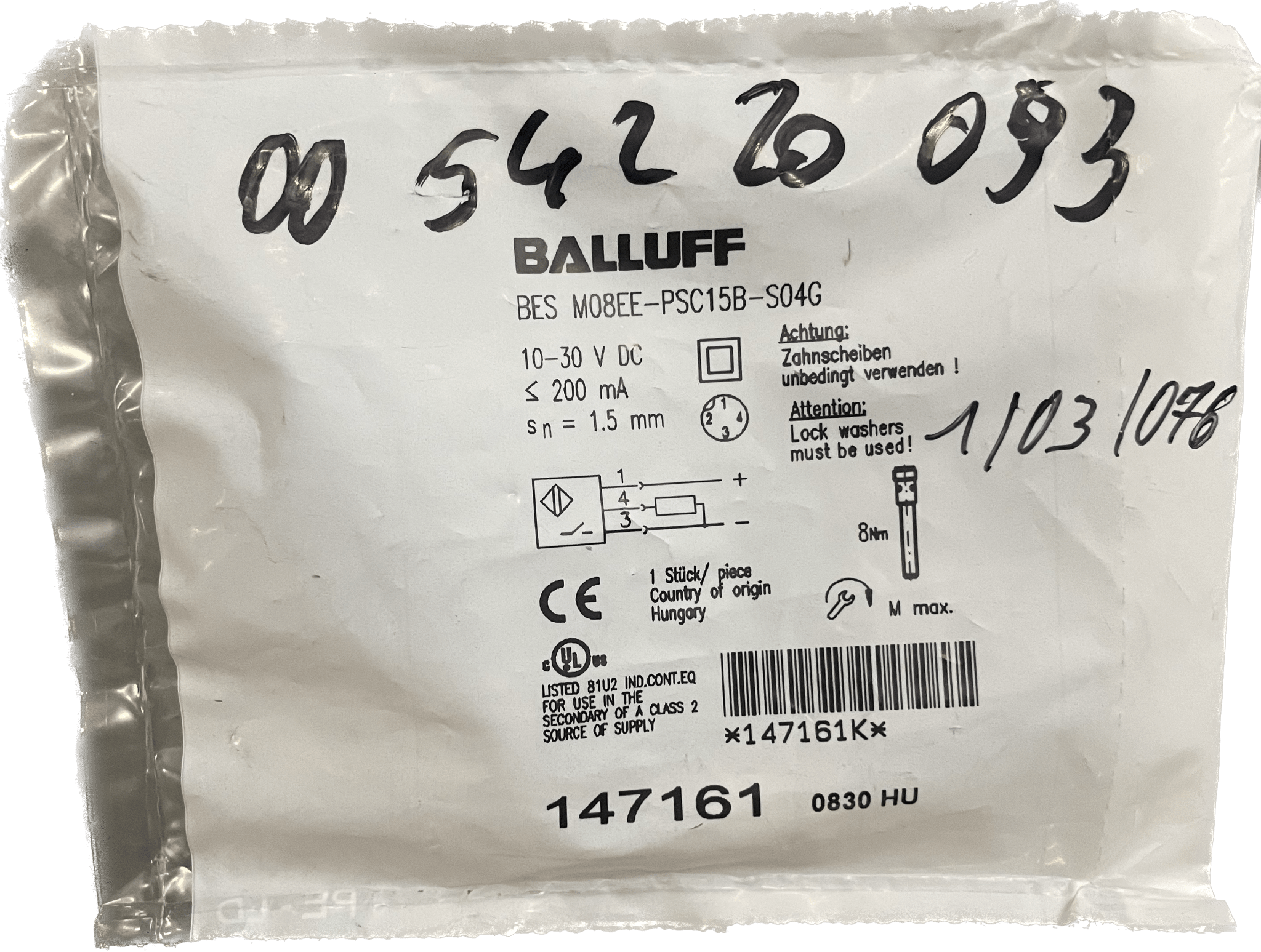 BALLUFF Induktive Standardsensoren mit Vorzugstypen BES M08EE-PSC15B-S04G - #product_category# | Klenk Maschinenhandel