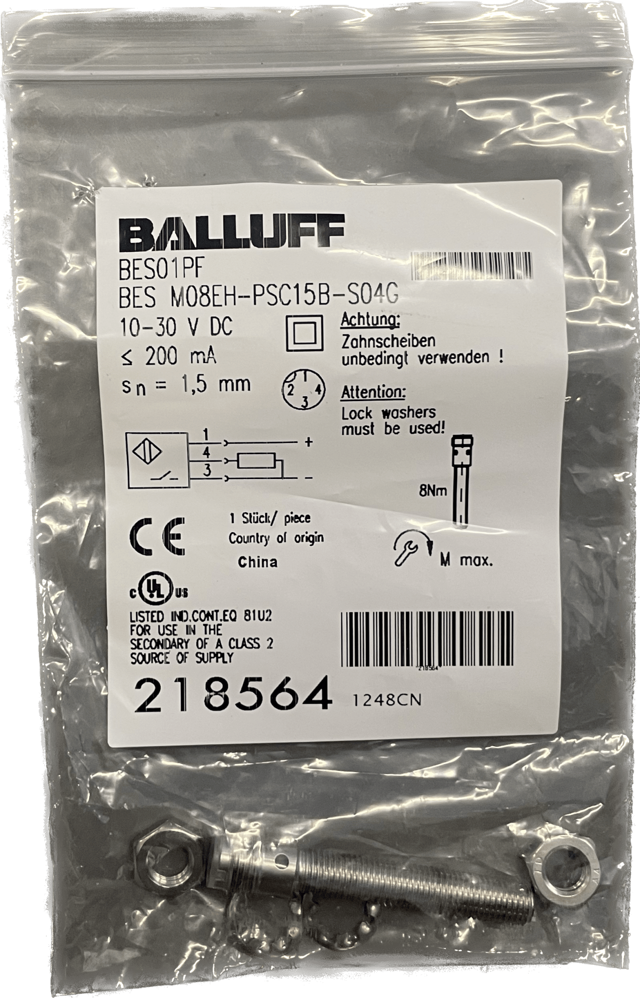 BALLUFF Induktive Standardsensoren mit Vorzugstypen BES M08EH-PSC15B-S04G - #product_category# | Klenk Maschinenhandel