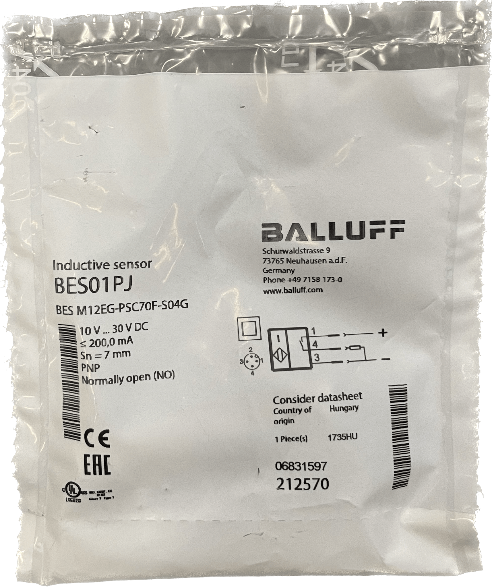 BALLUFF Induktive Standardsensoren mit Vorzugstypen BES M12EG-PSC70F-S04G - #product_category# | Klenk Maschinenhandel