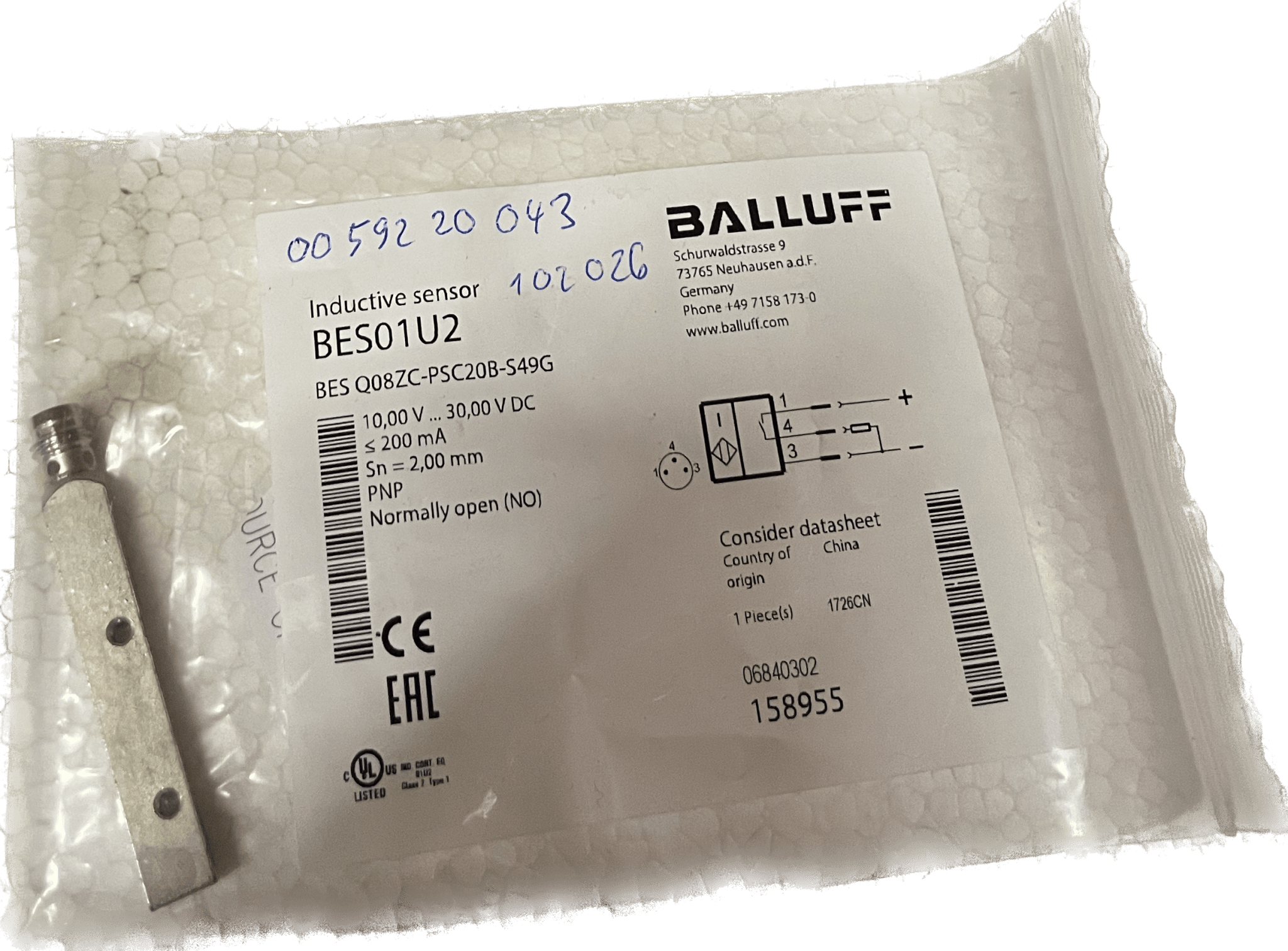 BALLUFF Induktive Standardsensoren mit Vorzugstypen BES Q08ZC-PSC20B-S49G - #product_category# | Klenk Maschinenhandel