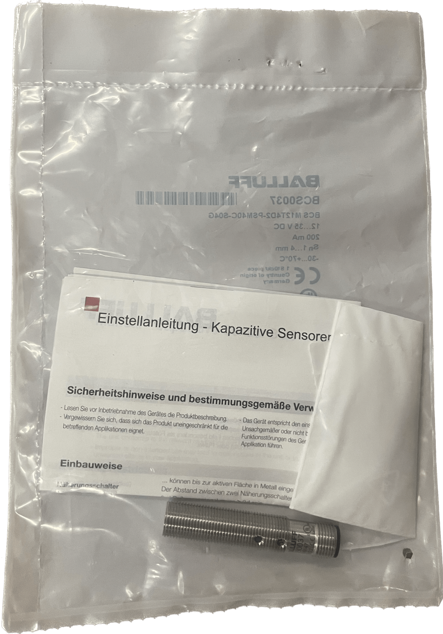 BALLUFF Kapazitive Sensoren zur Objekterkennung BCS M12T4D2-PSM40C-S04G - #product_category# | Klenk Maschinenhandel