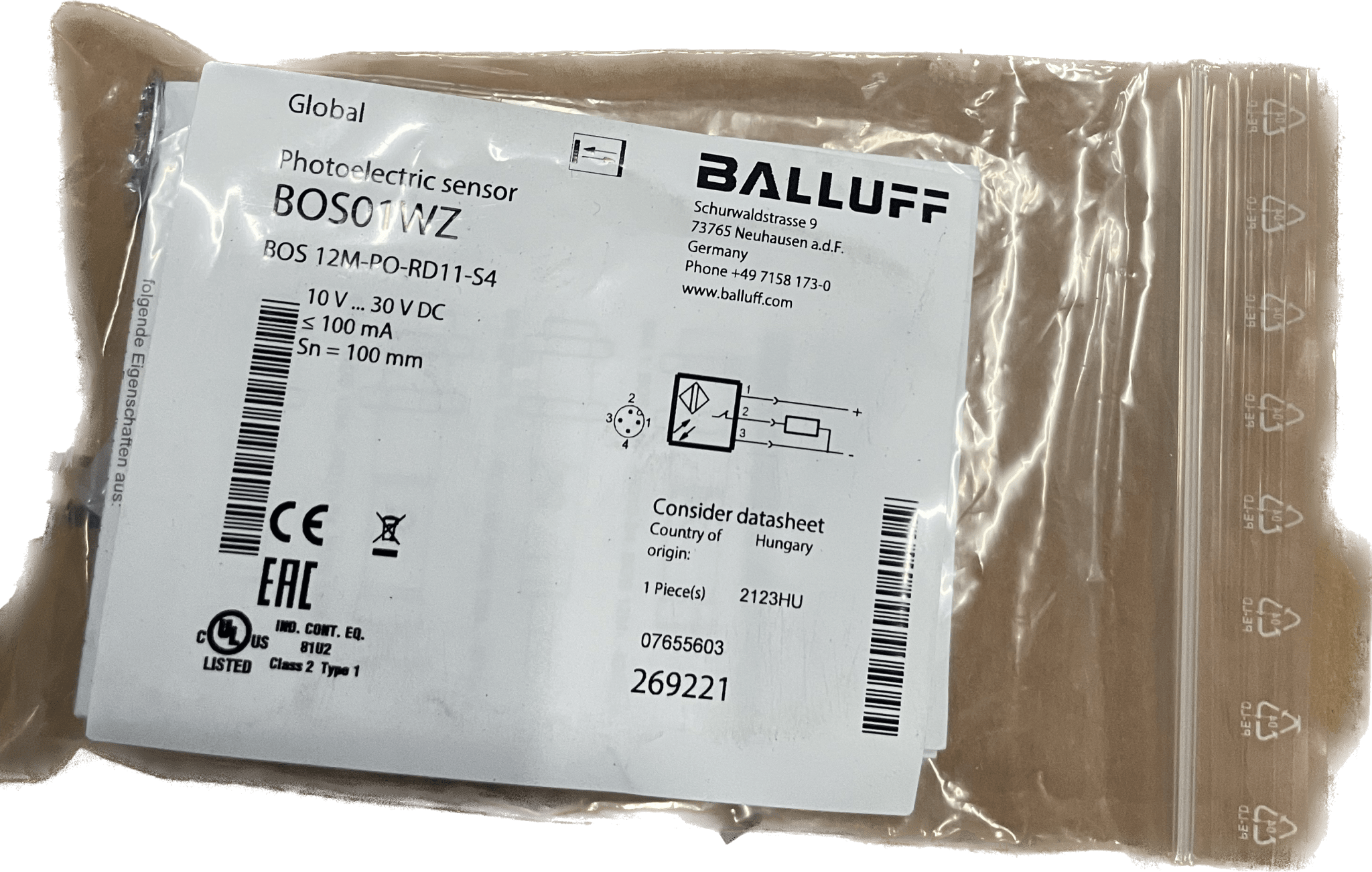 Balluff Lichttaster BOS 12M-PO-RD11-S4 - #product_category# | Klenk Maschinenhandel