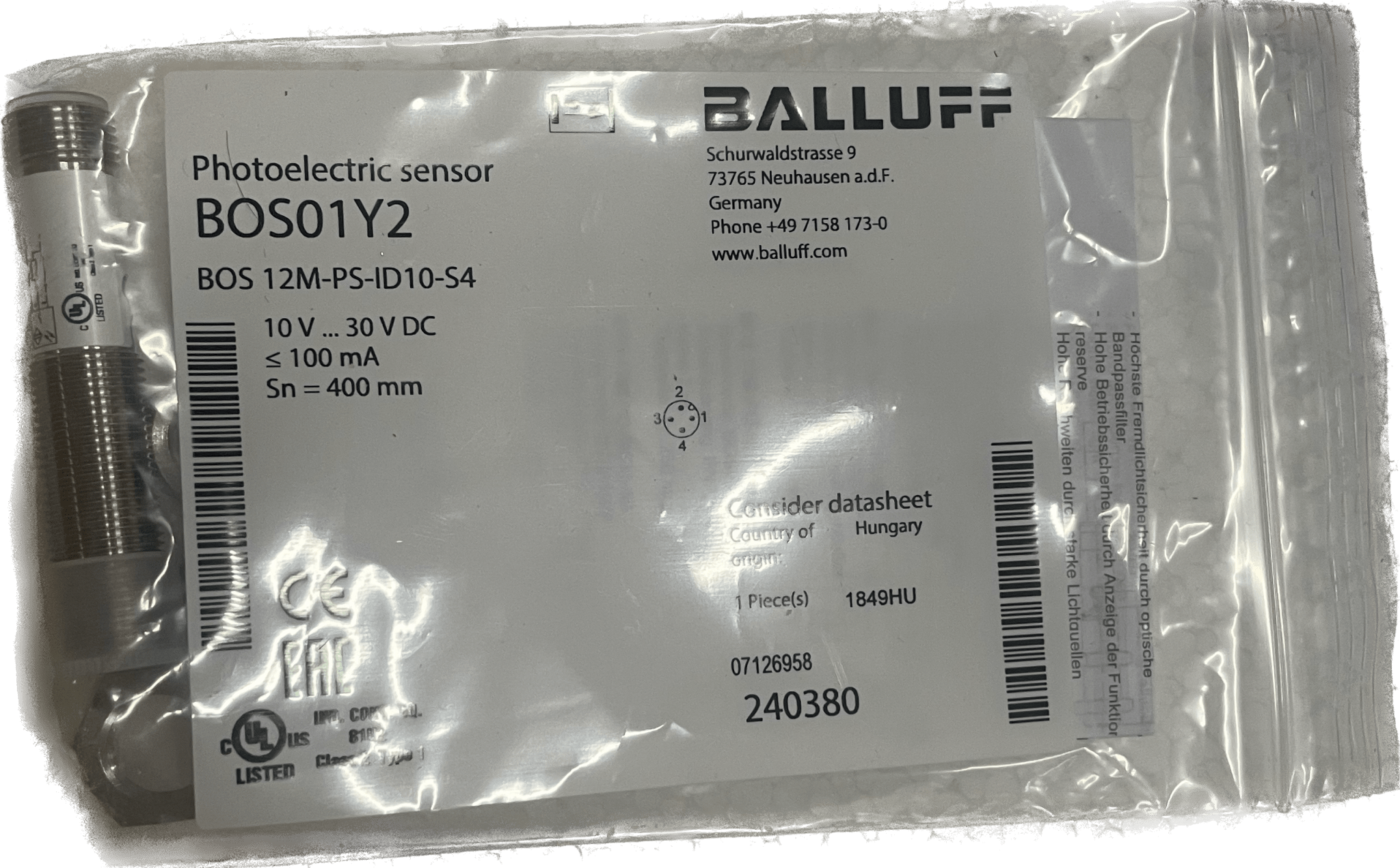 BALLUFF Lichttaster BOS 12M-PS-ID10-S4 - #product_category# | Klenk Maschinenhandel