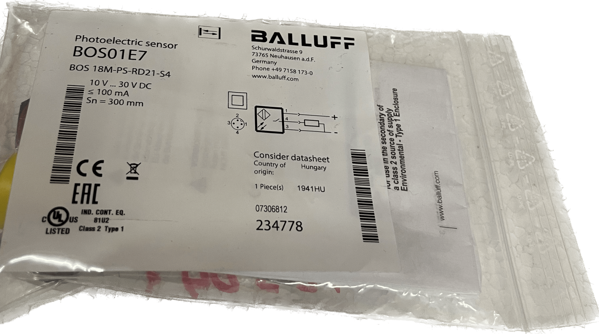 BALLUFF Lichttaster BOS 18M-PS-RD21-S4 - #product_category# | Klenk Maschinenhandel