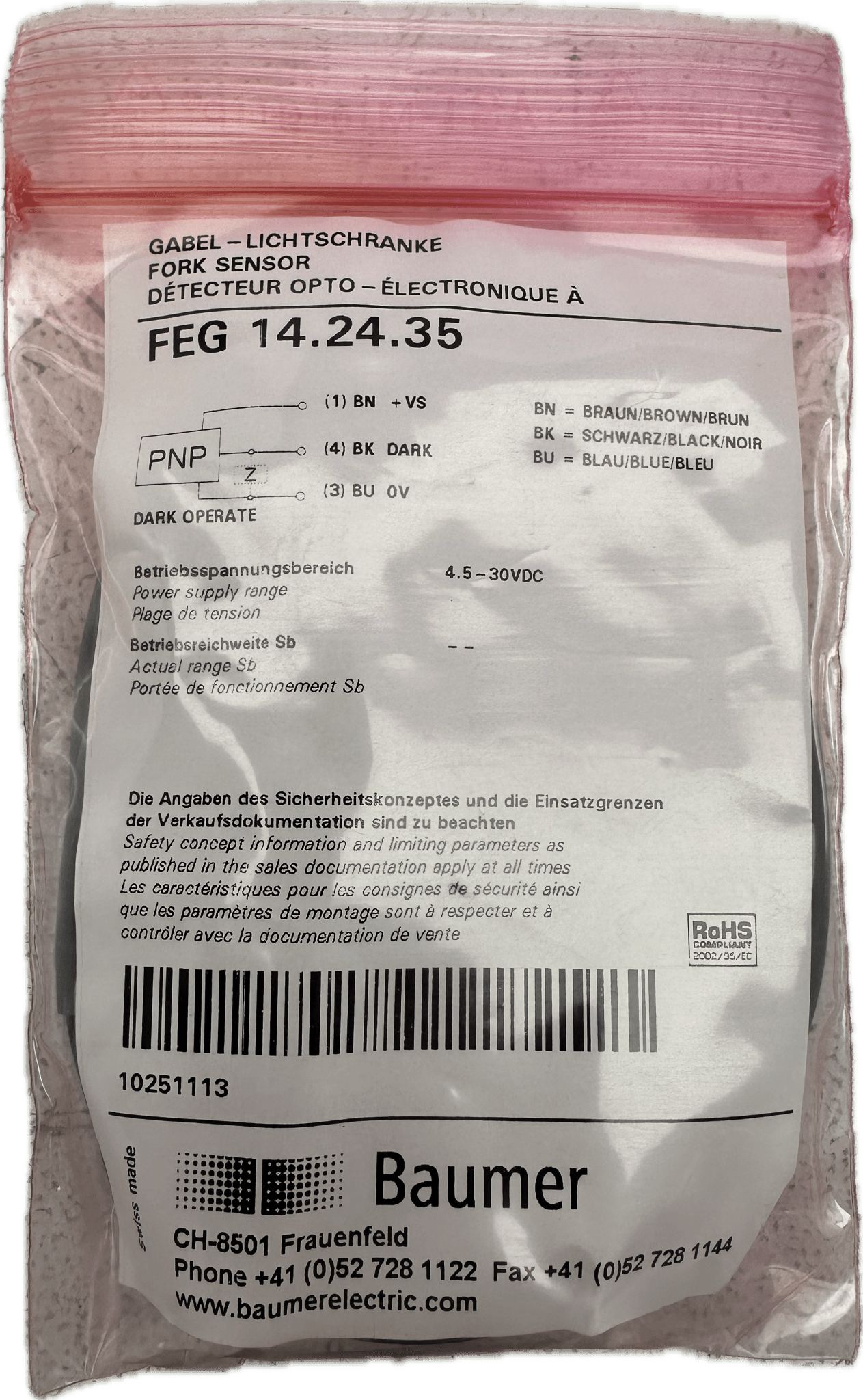 Baumer Gabel- / Winkel-Lichtschranke FEG14.24.35 - #product_category# | Klenk Maschinenhandel