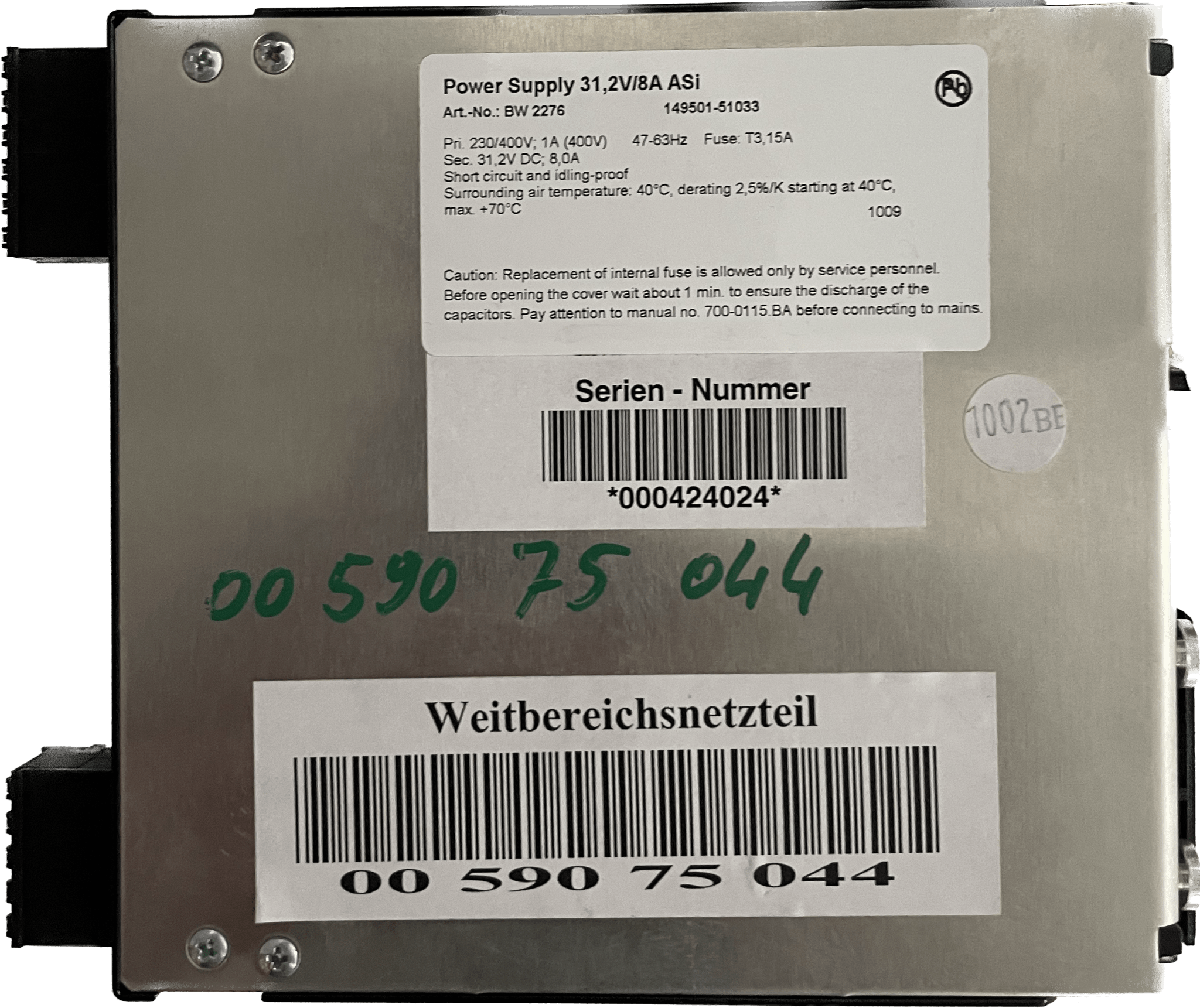 Bihl+Wiedemann ASi Weitbereichsnetzteil 8 A - #product_category# | Klenk Maschinenhandel