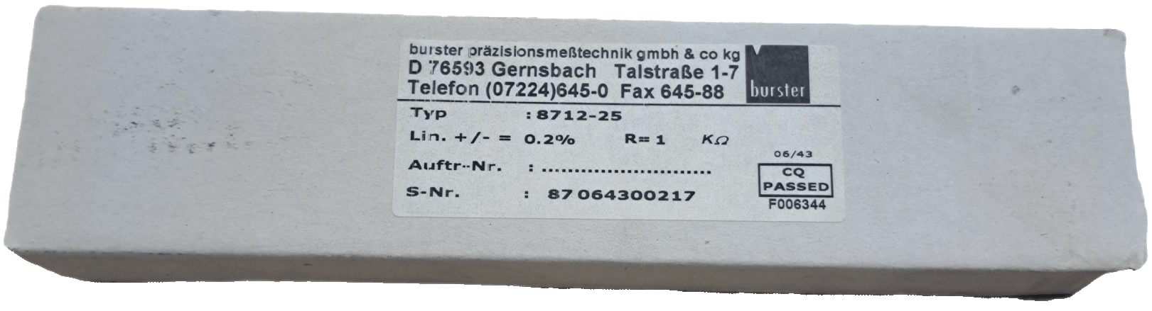 Burster Potentiometrische Wegtaster / 8712-25 - #product_category# | Klenk Maschinenhandel