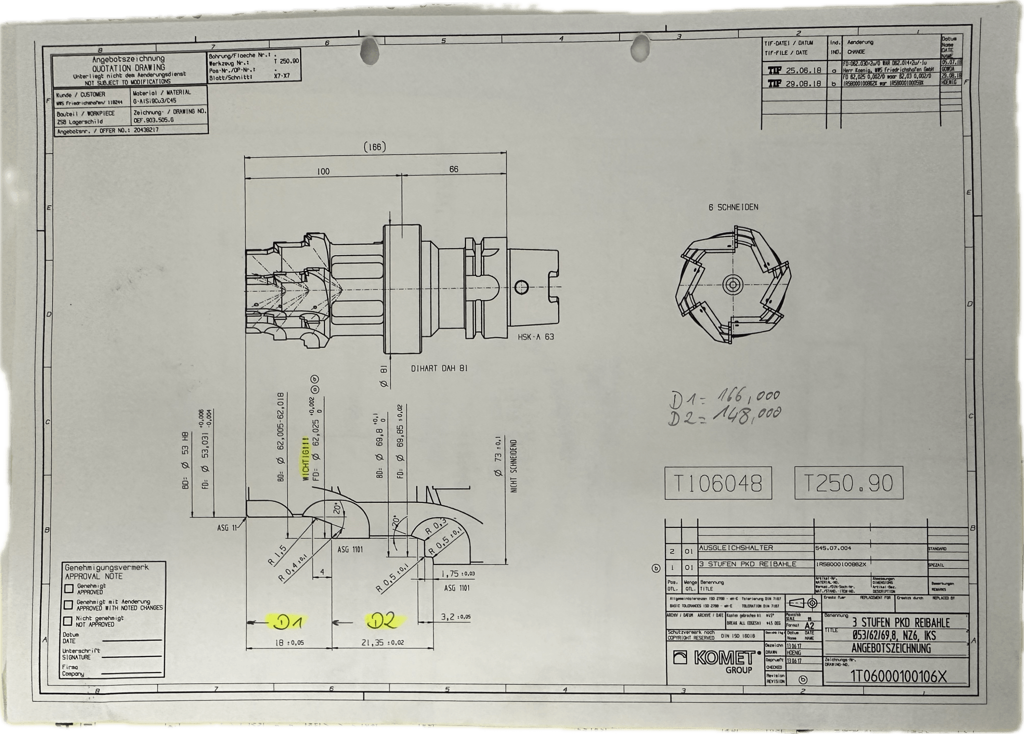 Komet 3Stufen PKD Reibahle Ø 53/62/69,8 - #product_category# | Klenk Maschinenhandel