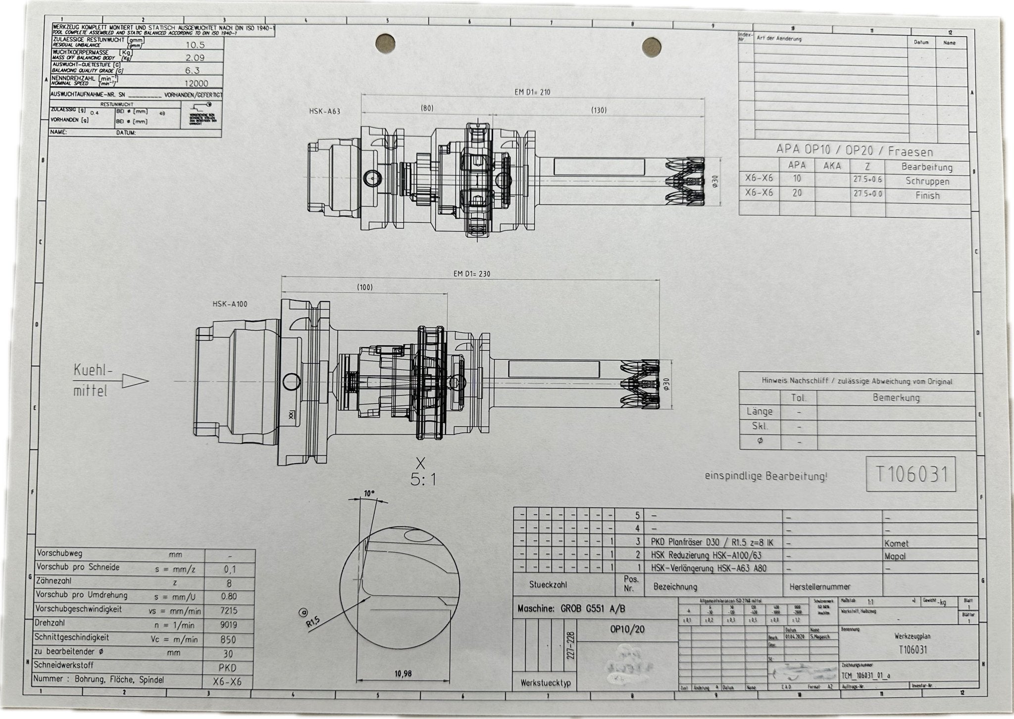 Komet PKD Planfräser 30/R1.5 Z8 HSK-A63 - #product_category# | Klenk Maschinenhandel