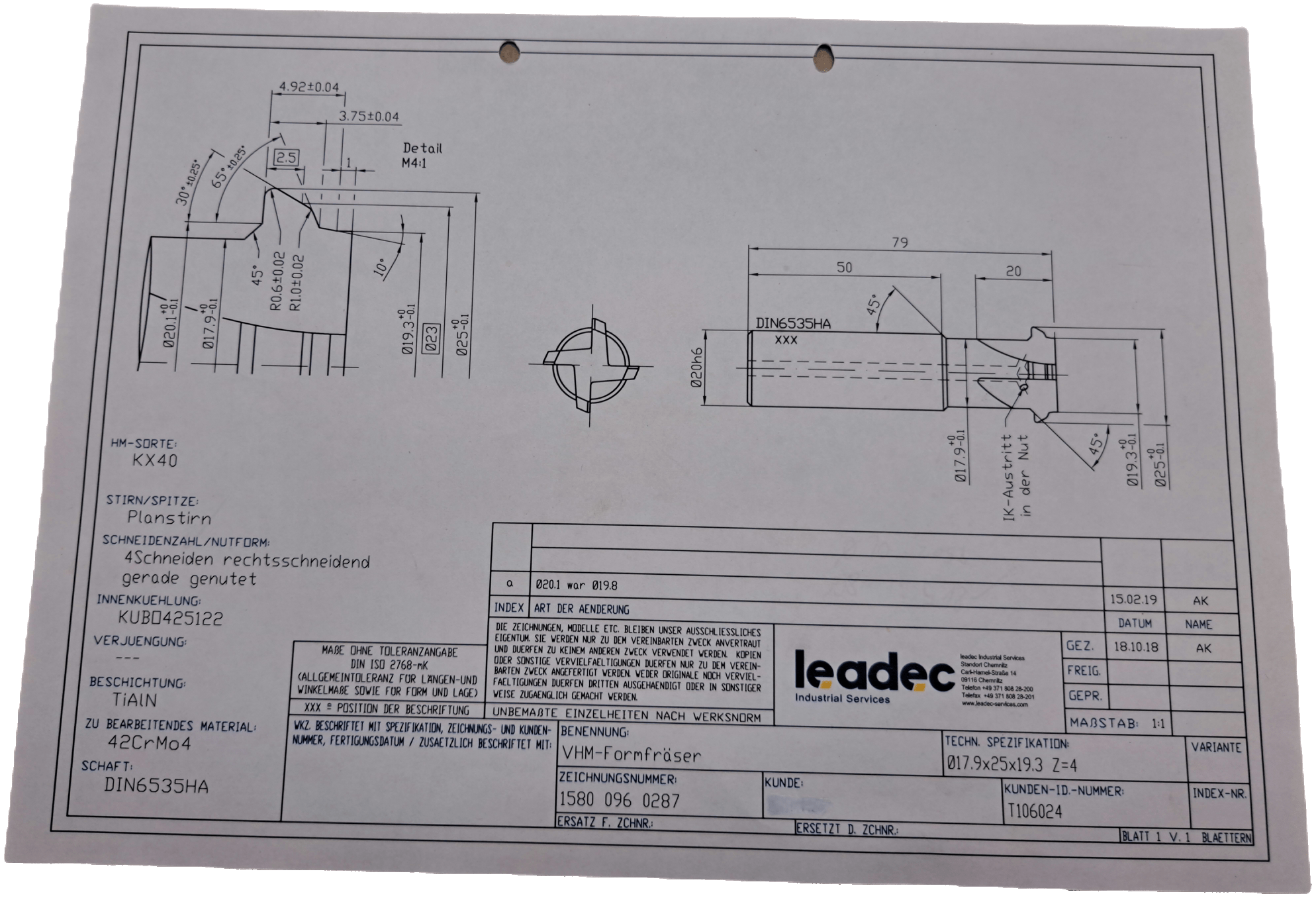 Leadec VHM Formfräser Ø17.9x25x19.3 Z=4 - #product_category# | Klenk Maschinenhandel