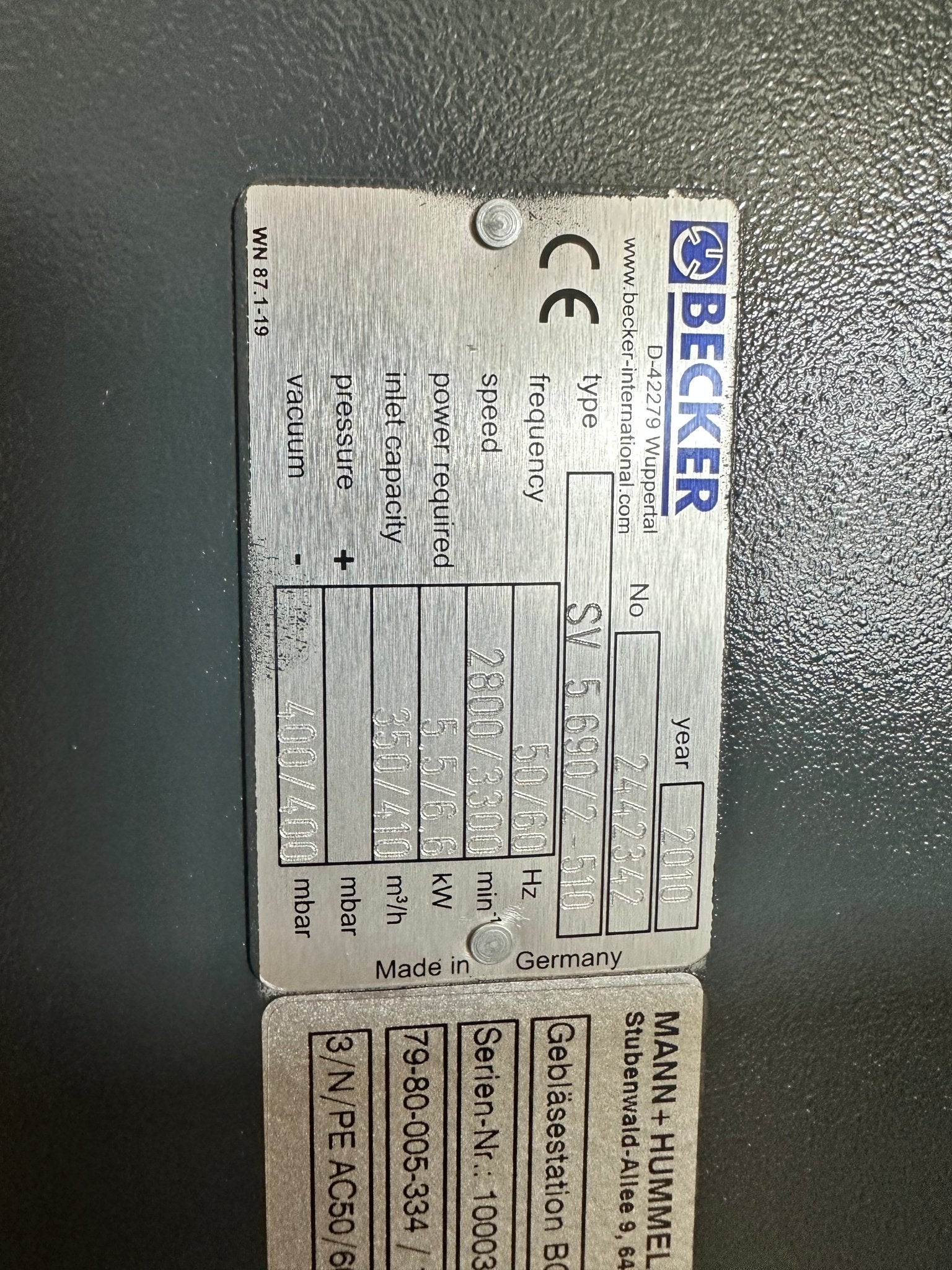 Mann+Hummel / Becker Gebläsestation BGSE/M56D-S - #product_category# | Klenk Maschinenhandel