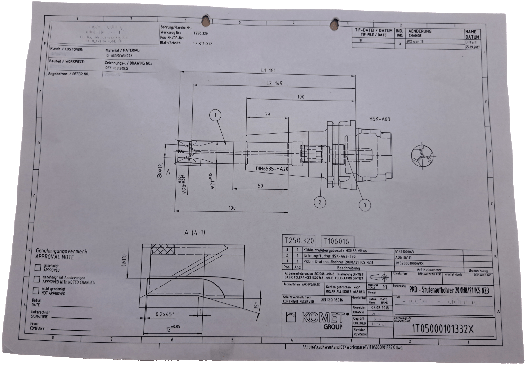 Mapal / Komet PKD Stufenaufbohrer 20H8/21 IKS NZ3 - #product_category# | Klenk Maschinenhandel