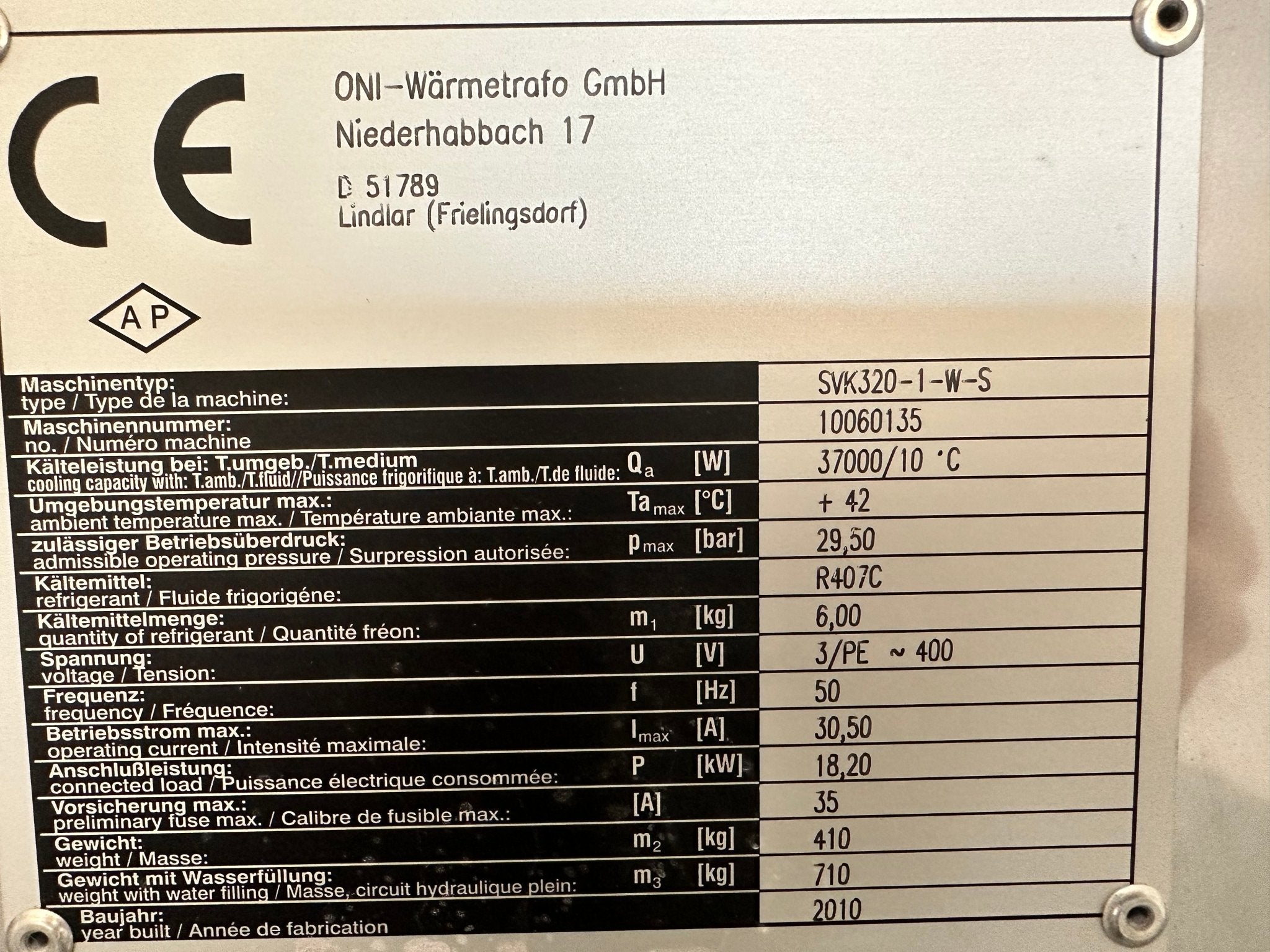 ONI Themperiertechnik SVK320-1-W-S Kälte-maschine - #product_category# | Klenk Maschinenhandel