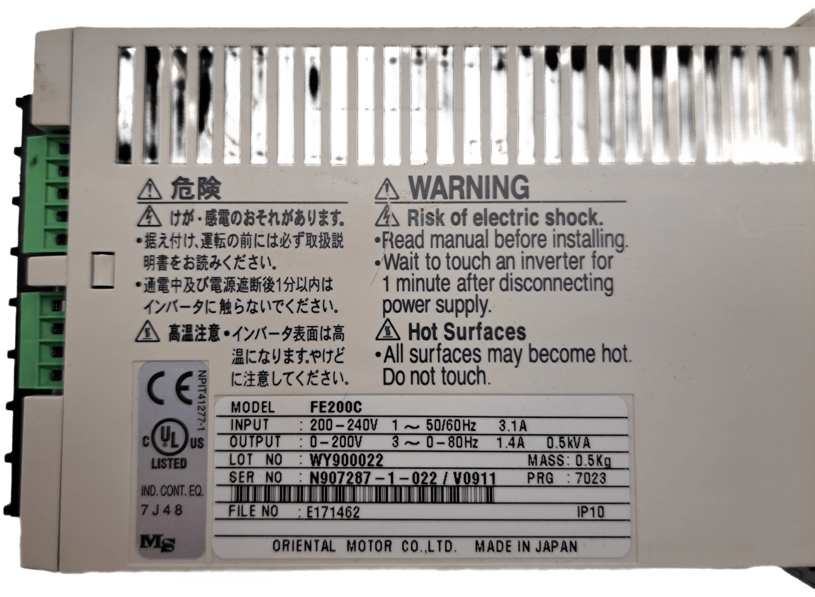 Oriental Motor Co.,LTD FE200C Power Supply Input Voltage Single-Phase 200-240VAC±10% - #product_category# | Klenk Maschinenhandel
