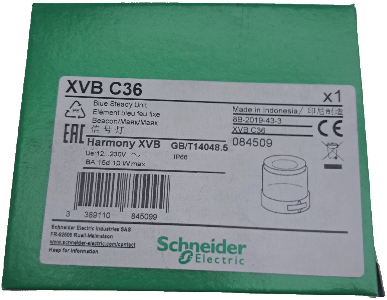Schneider Elektric XVBC36 Leuchtelement, Dauerlicht, blau - #product_category# | Klenk Maschinenhandel