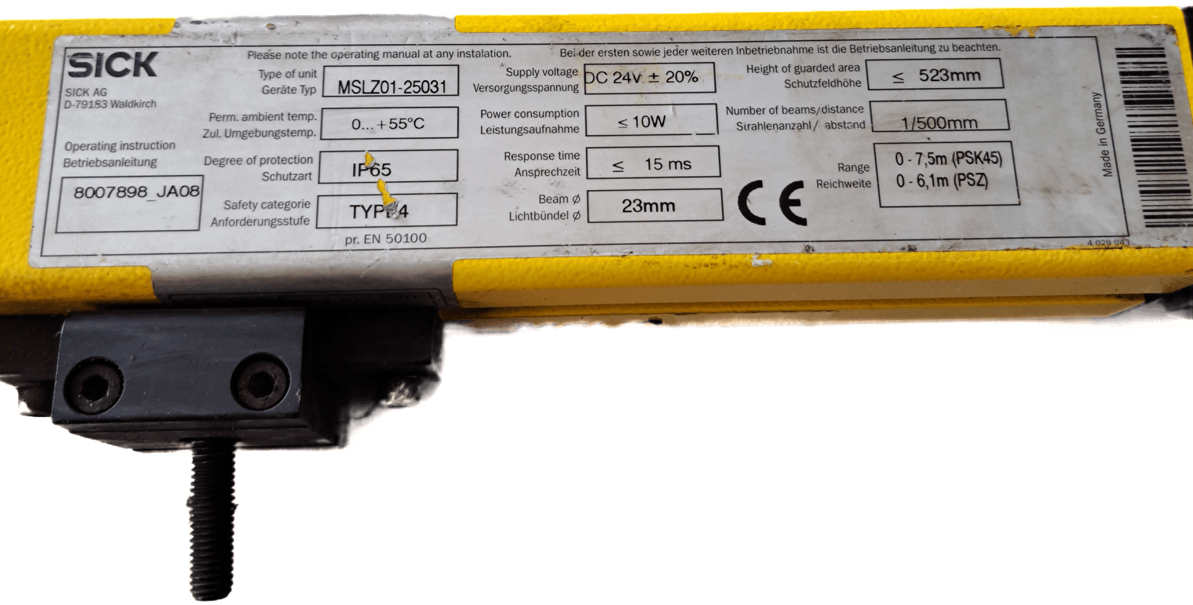 Sick Sicherheitslichtschranke MSLZ01-25031 - #product_category# | Klenk Maschinenhandel