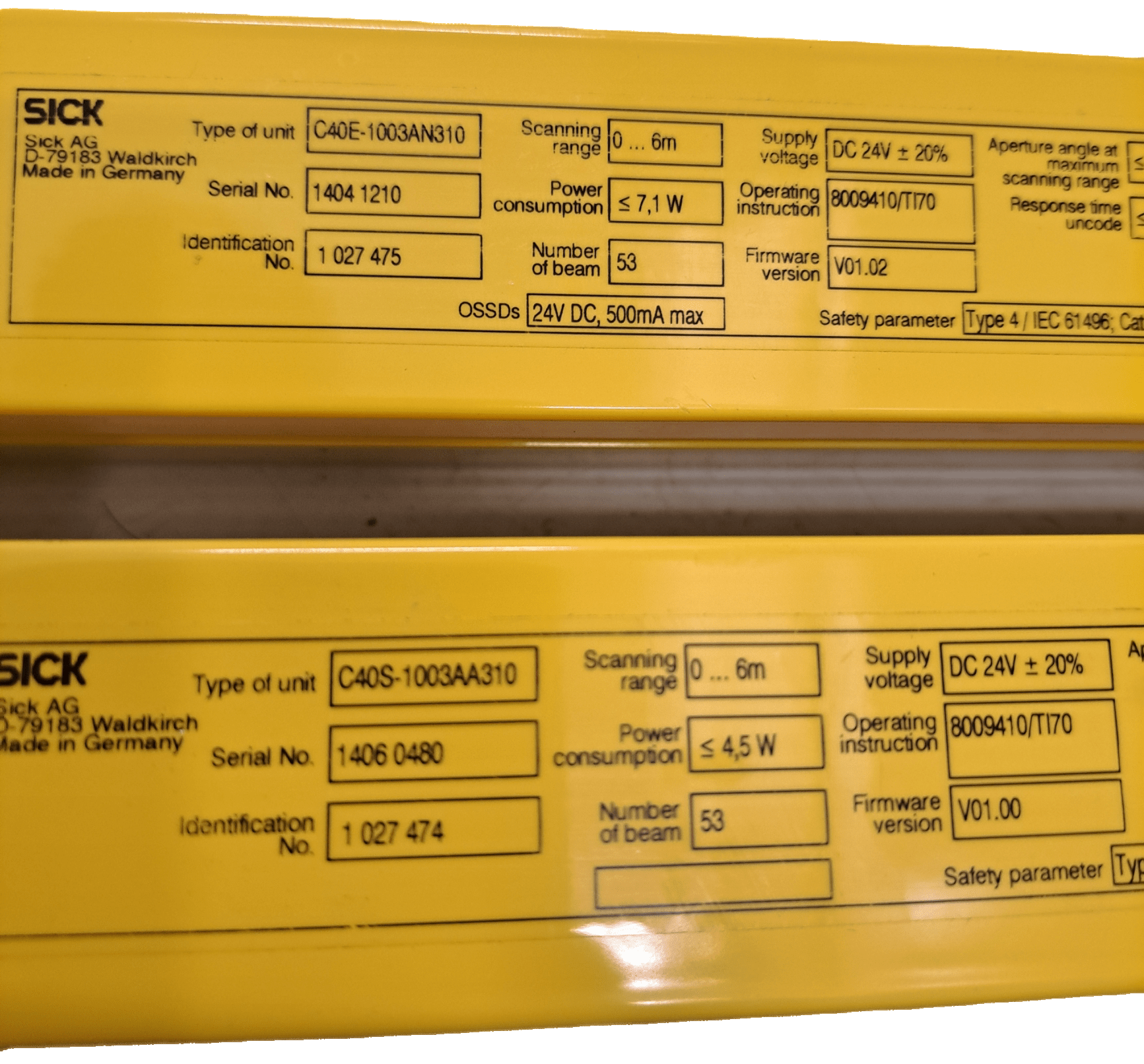 Sick Sicherheitslichtvorhang-set C4000 1027474 / 1027475 - #product_category# | Klenk Maschinenhandel