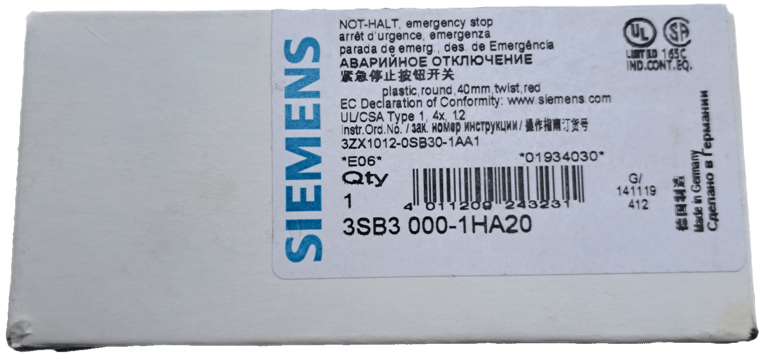 Siemens NOT-HALT-PILZDRUCKTASTER 3SB3000-1HA20 - #product_category# | Klenk Maschinenhandel