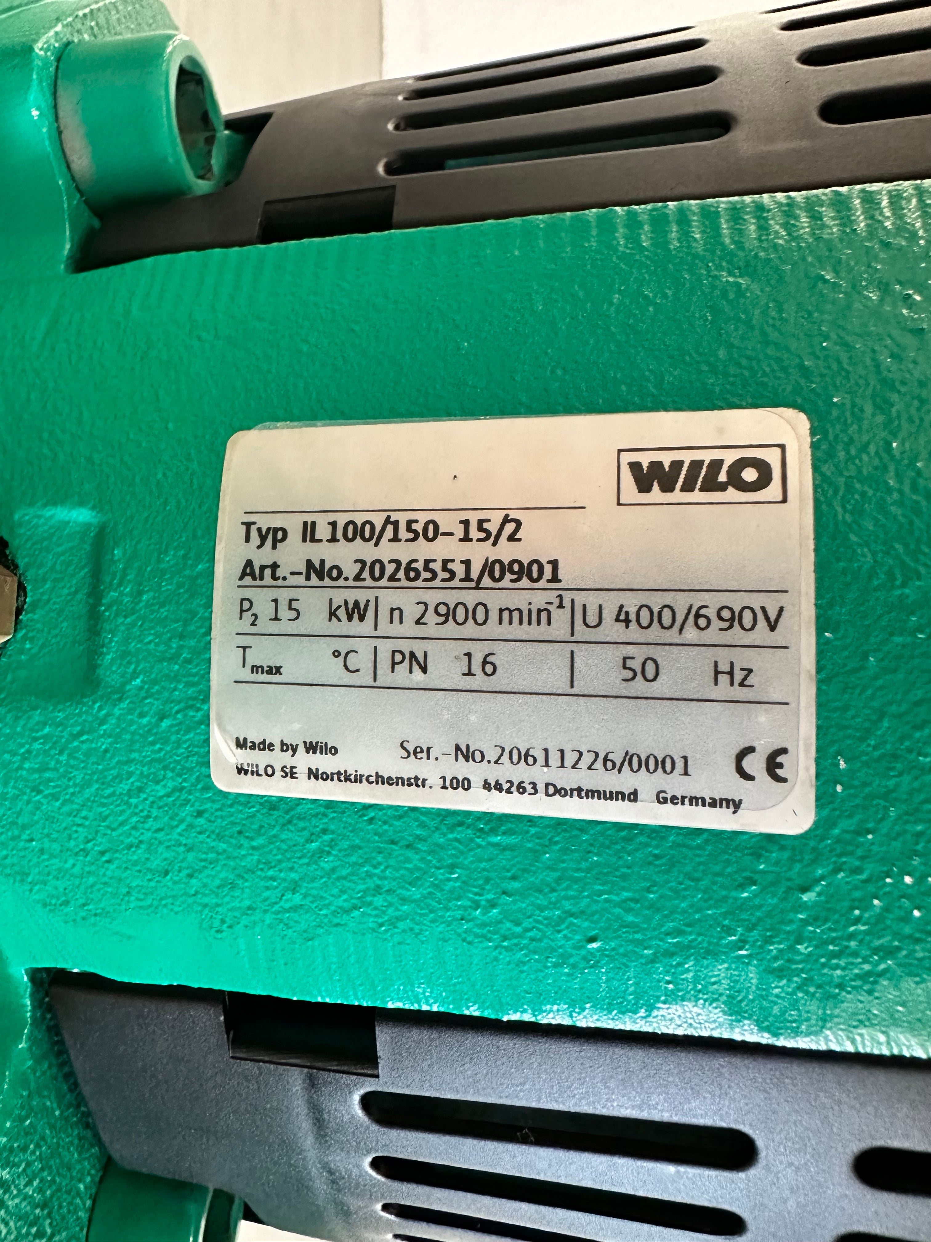 Pompe centrifuge à sec mono-étagé Wilo IL100/150-15/2