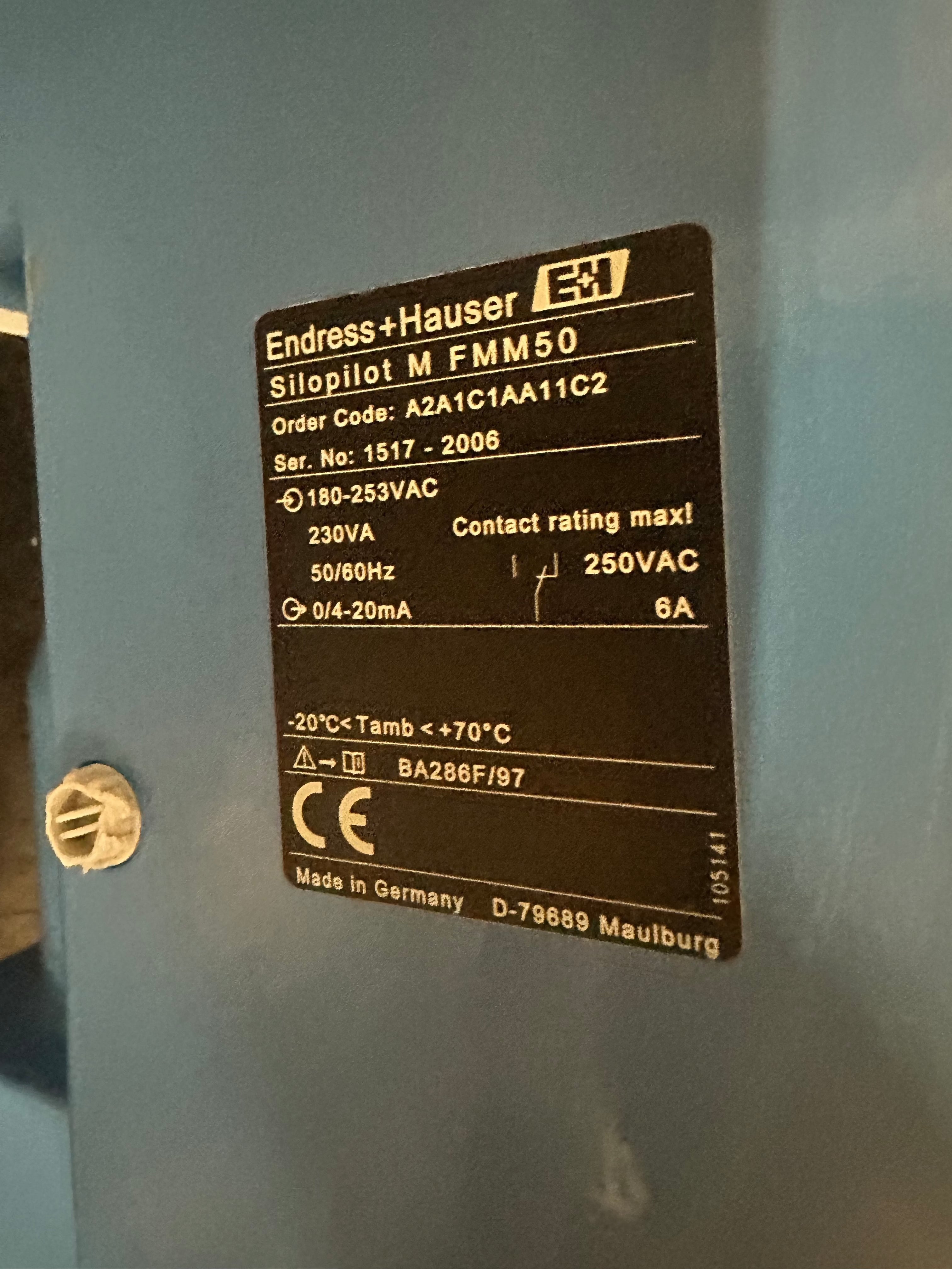 Endress & Hauser electromechanical plumbing system Silopilot FMM50