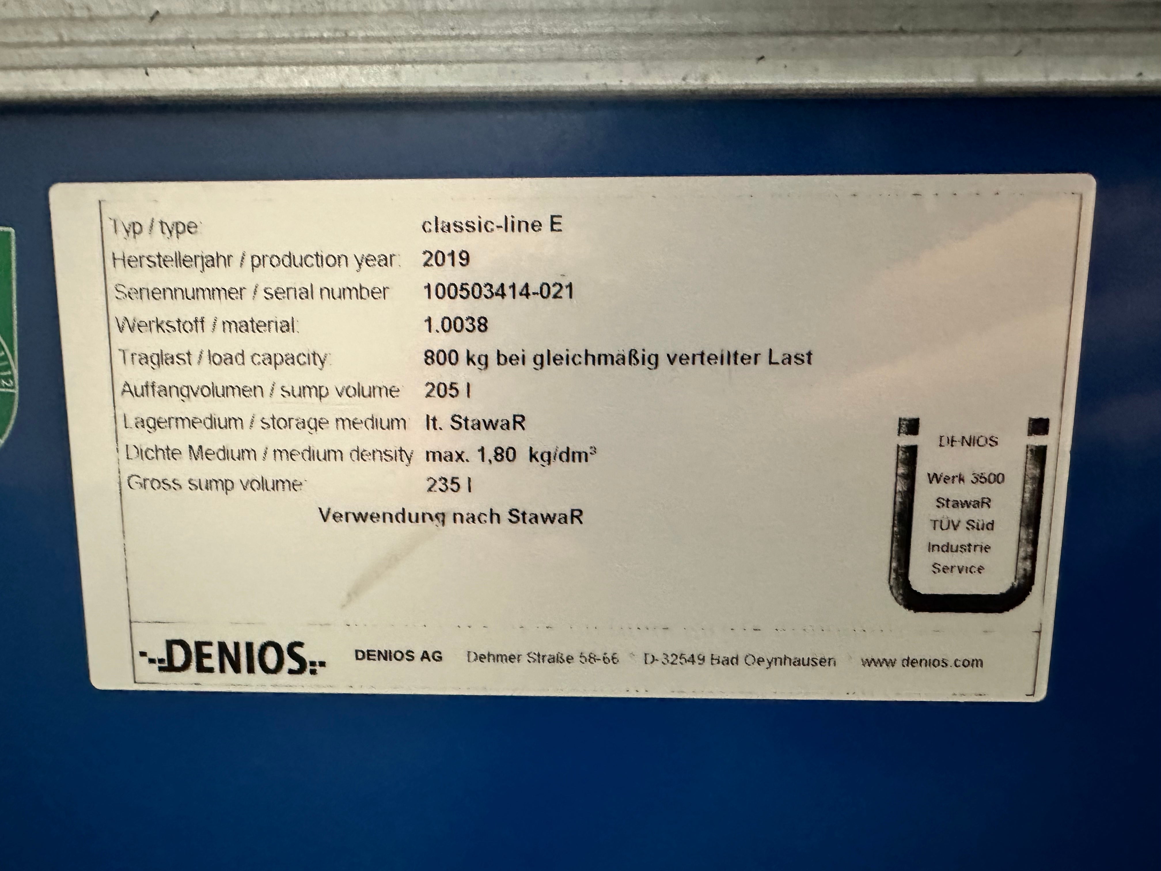 Bandeja recolectora Denios línea clásica fabricada en acero para 2 barricas