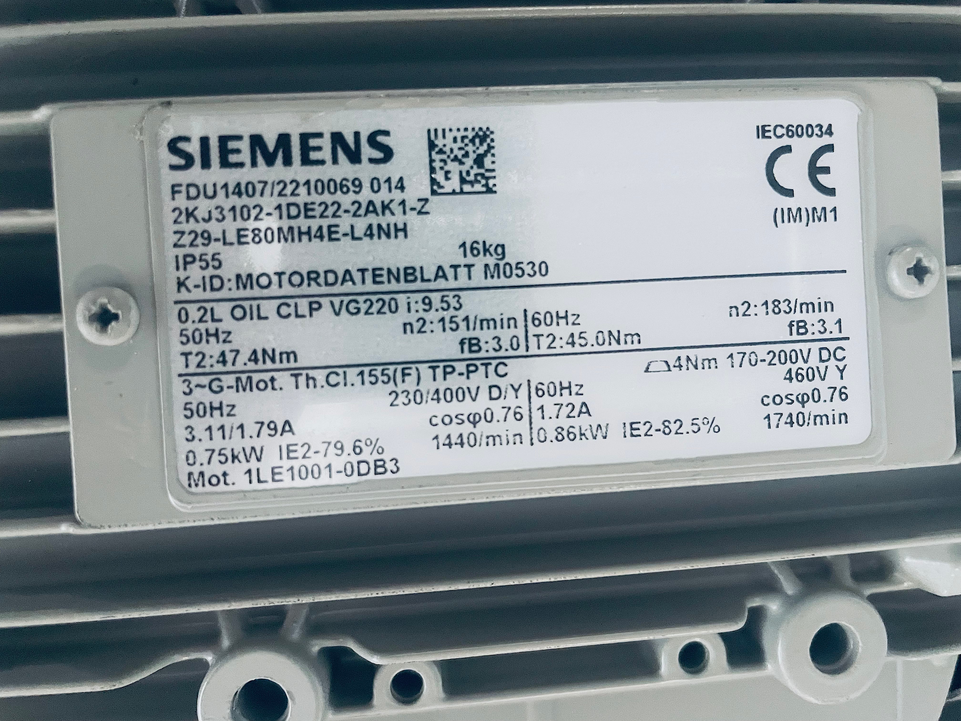 Siemens Getriebemotor Z29-LE80MH4E-L4NH FDU1407/2210069014