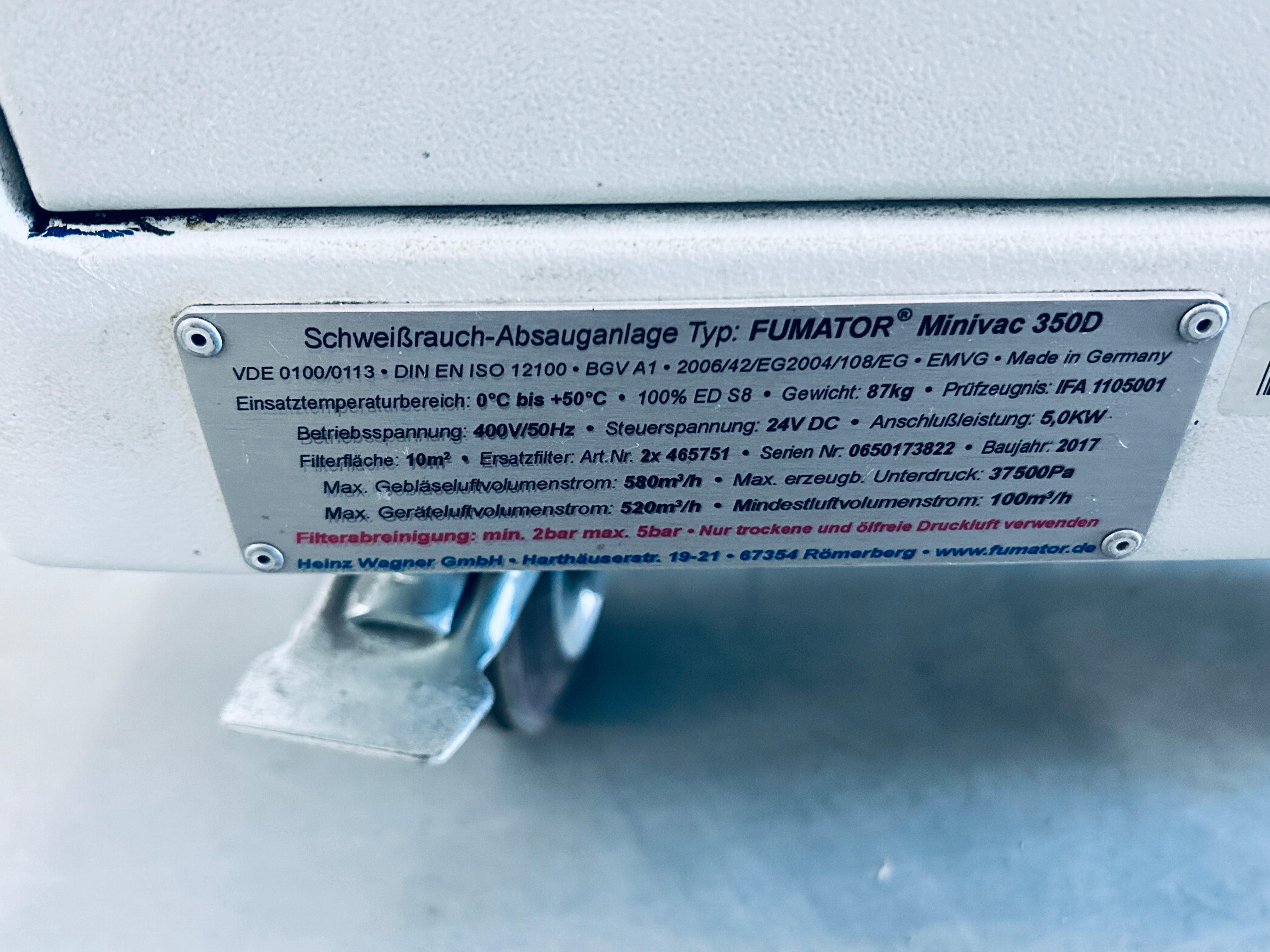 Fumator Minivac 350D Schweißrauchabsaugung