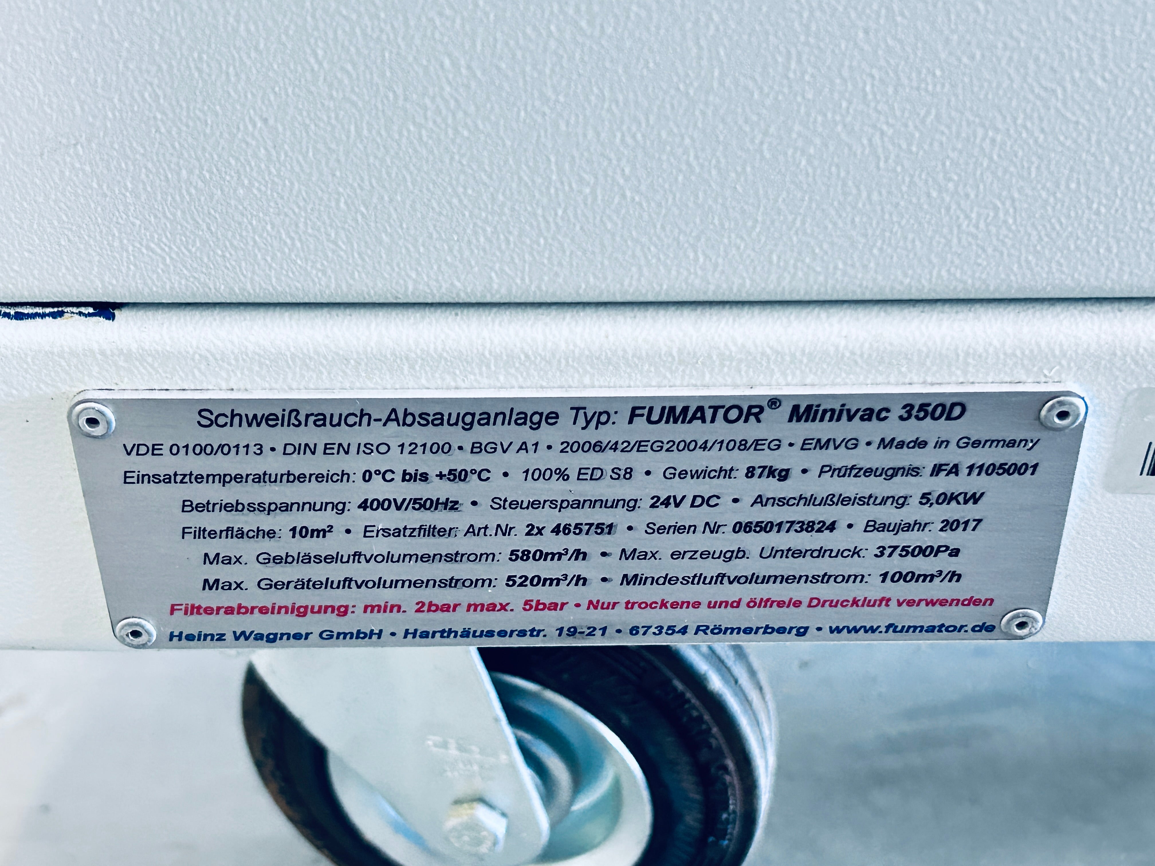 Fumator Minivac 350D Schweißrauchabsaugung 0650173824