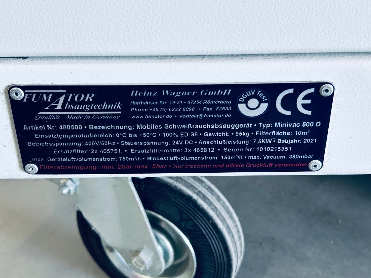 Fumator Minivac 500D Schweißrauchabsaugung - product_category | KLEMA Maschinenhandel