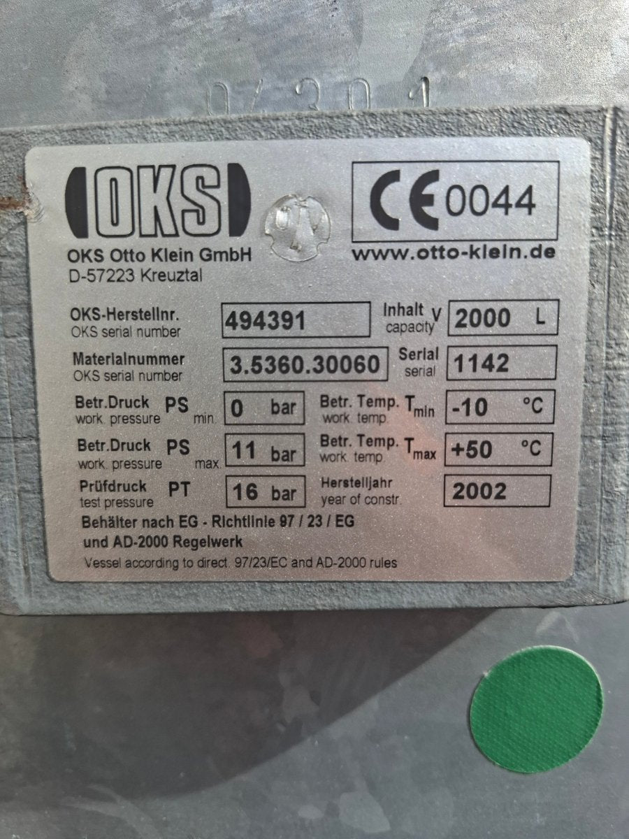 OKS Druckluftbehälter 2000L - product_category | KLEMA Maschinenhandel