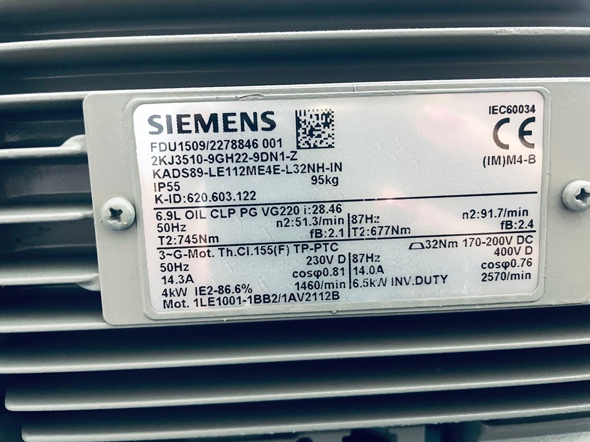 Siemens Elektromotor/ Getriebemotor KADS89 - LE112ME4E - L32NH - IN - #product_category# | KLEMA Maschinenhandel