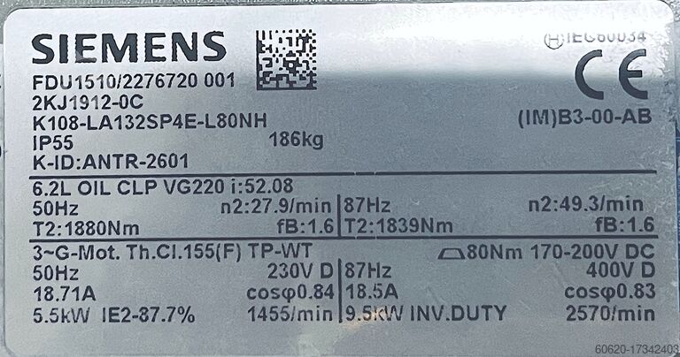 Siemens Getriebemotor K108 - LA132SP4E - L80NH - #product_category# | KLEMA Maschinenhandel