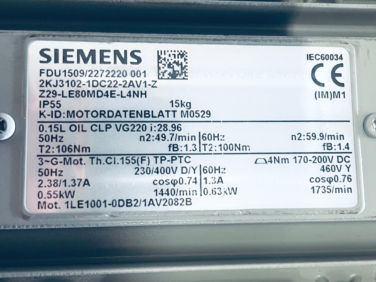 Siemens Getriebemotor Z29 - LE80MD4E - L4NH - #product_category# | KLEMA Maschinenhandel